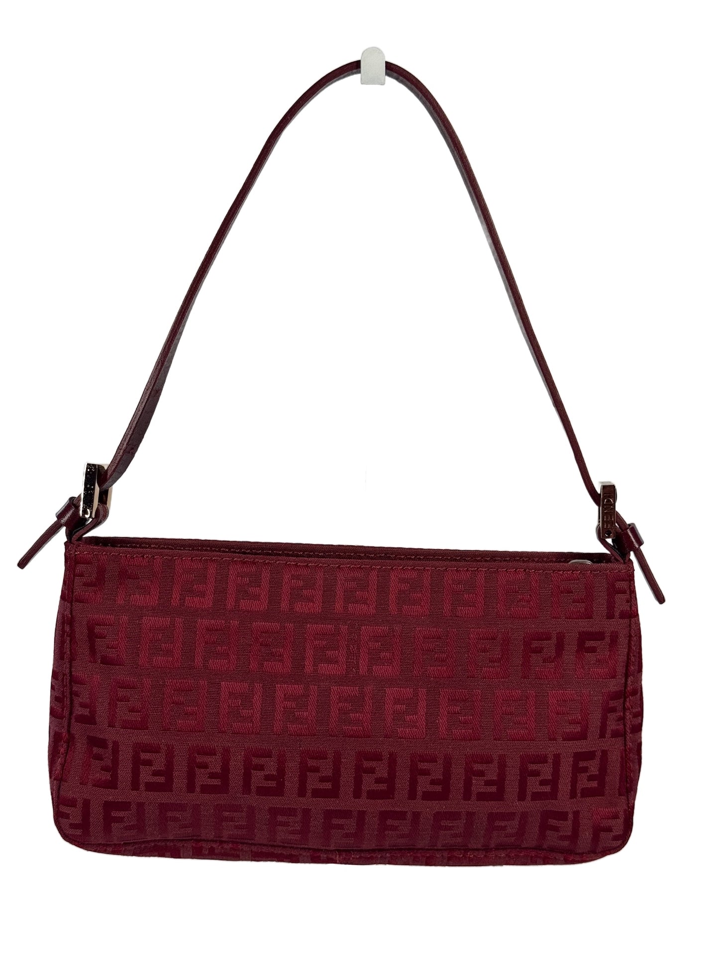 Fendi Vintage Red Zucca Monogram Mini Pochette Bag