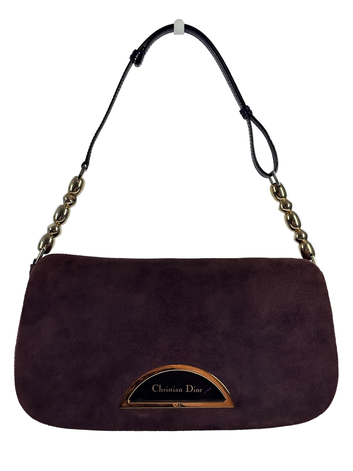 Dior Vintage 2000 Dark Purple Eggplant Suede Malice Shoulder Pochette Bag