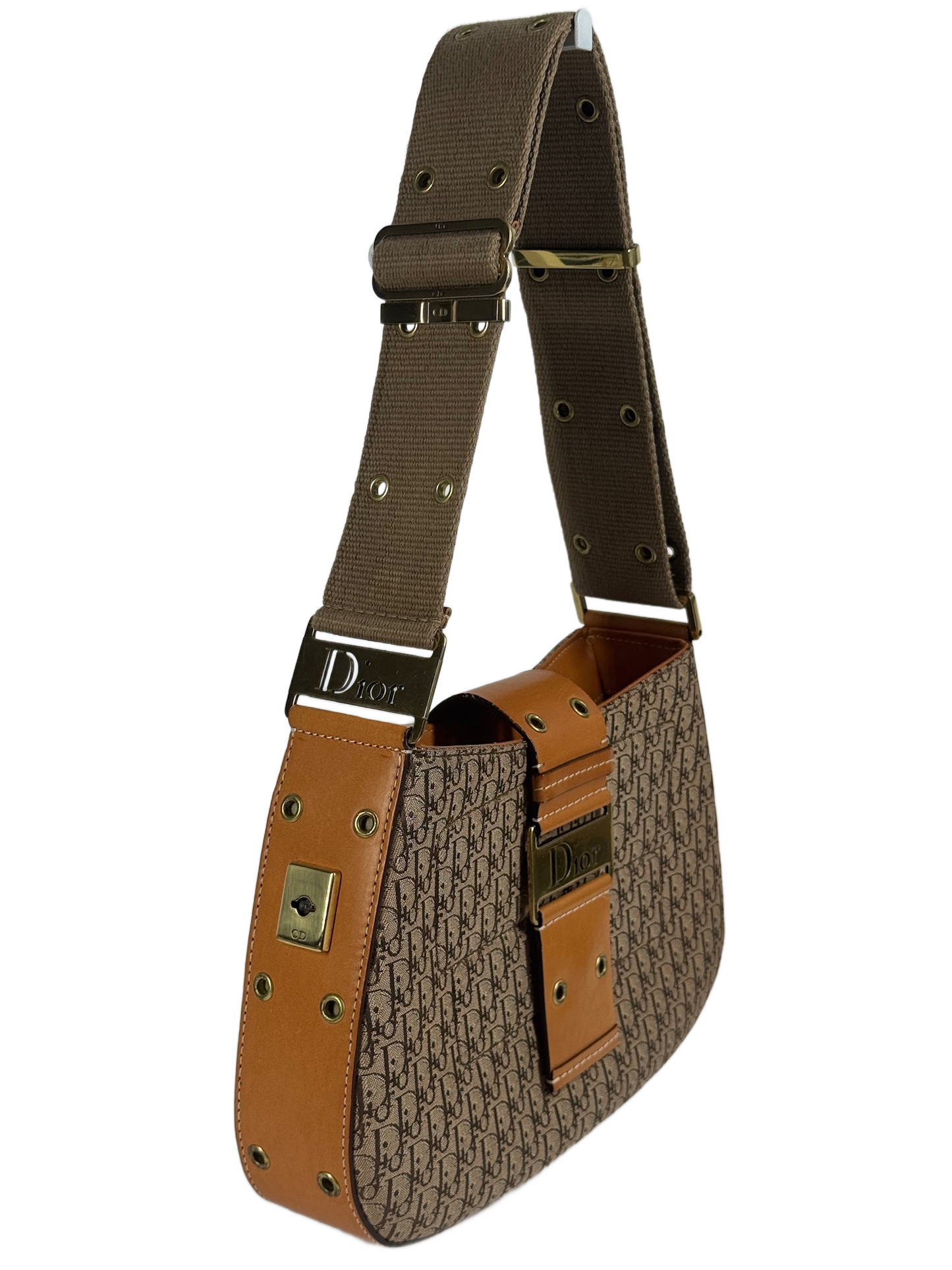 Dior Vintage 2002 Brown Trotter Diorissimo Monogram Canvas Columbus Street Chic Shoulder Bag