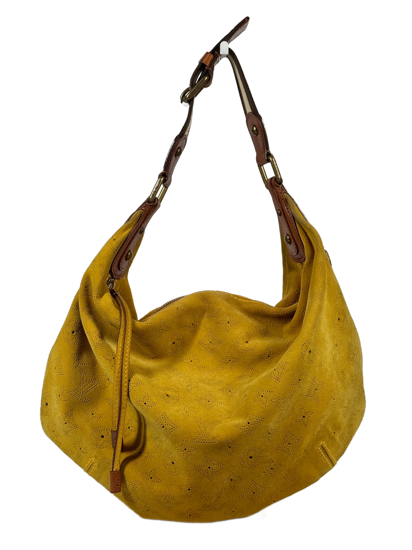 Louis Vuitton Vintage 2006 Maize Yellow Suede Mahina Monogram Onatah GM Shoulder Hobo Bag