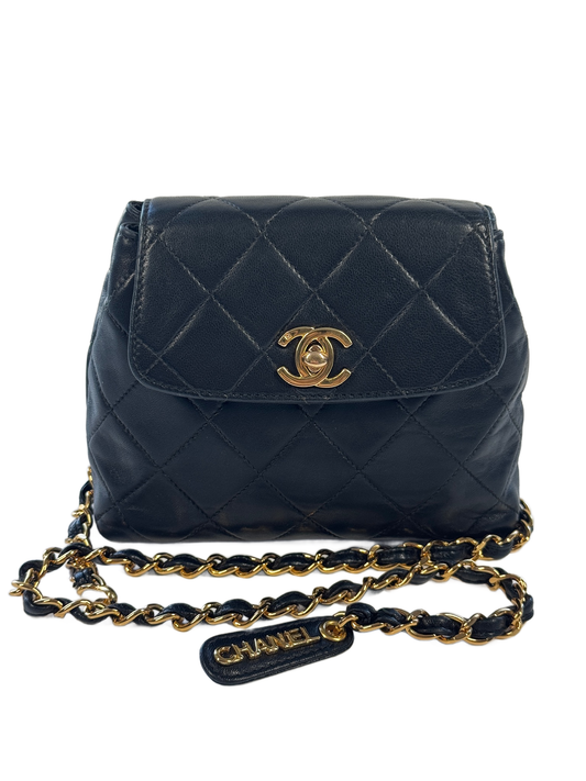 Chanel Vintage Lambskin Quilted Mini Flap Waist Belt Bag
