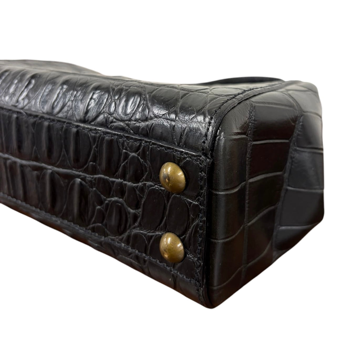 Miu Miu Vintage Black Crocodile Small Kisslock Evening Pochette Bag