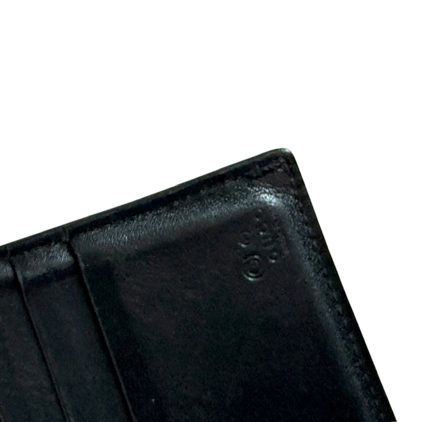 Gucci Vintage Black Lambskin Leather Embossed GG Monogram Microguccissima Men’s Bifold Wallet