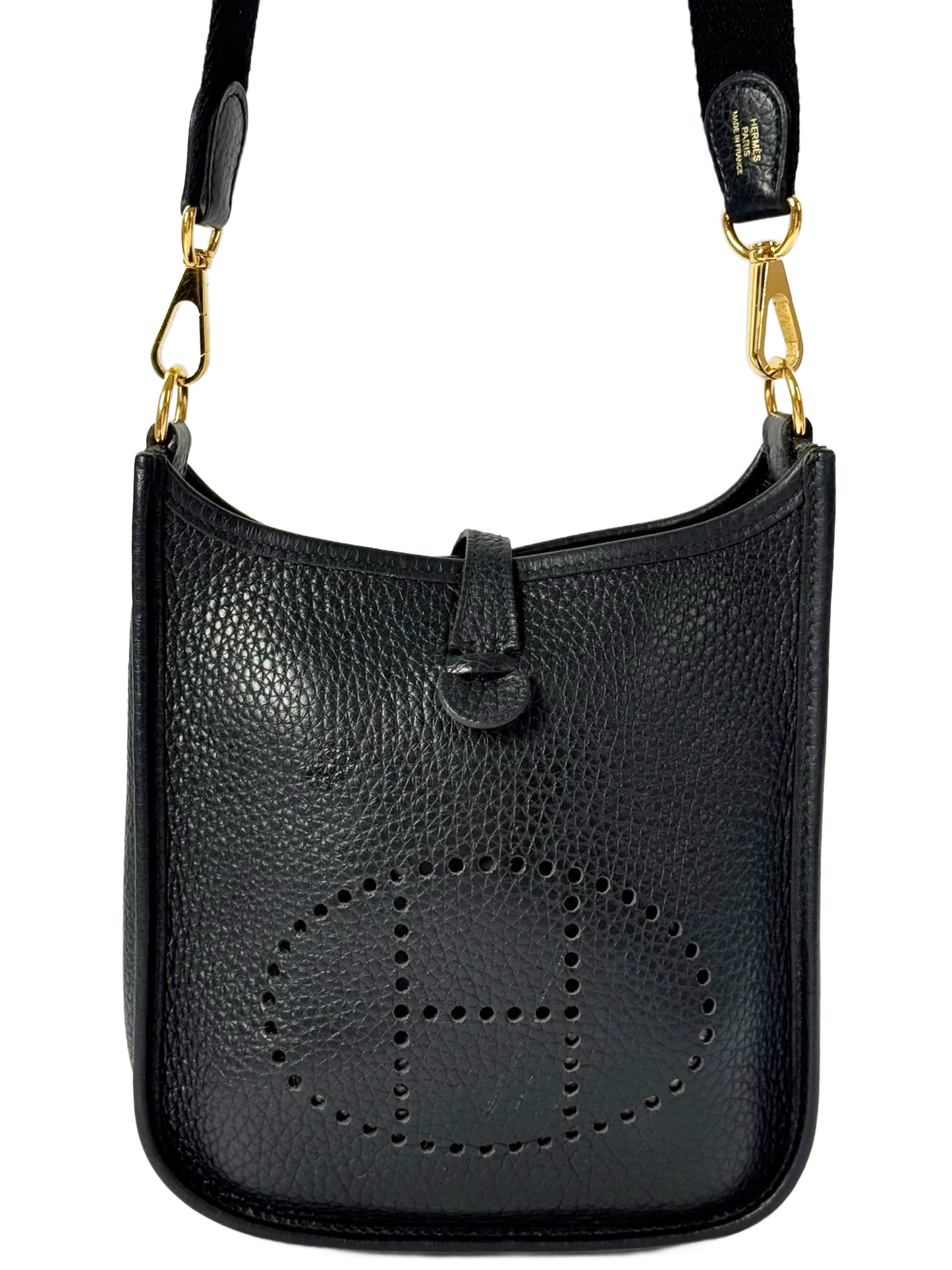 Hermes 2020 Y Stamp Black Clemence Leather Evelyne TPM Mini