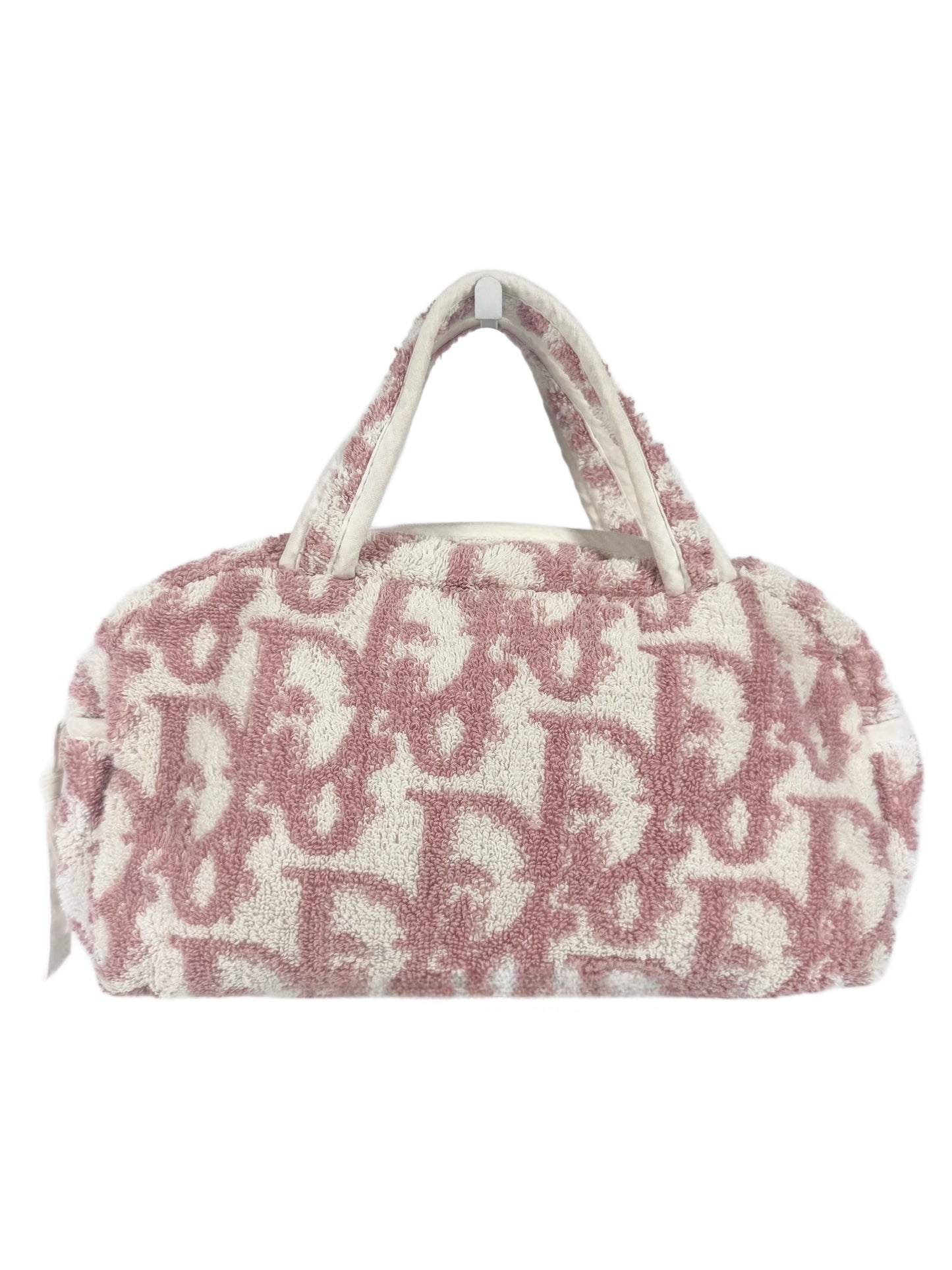 Dior Vintage Pink Monogram Diorissimo Terrycloth Cosmetic Mini Top Handle Bag
