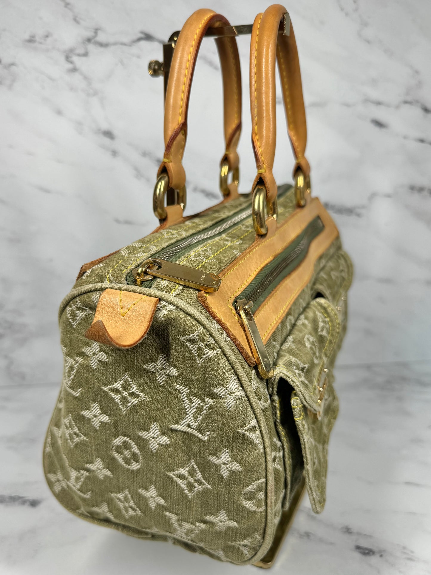 Louis Vuitton Vintage 2006 Green Denim Monogram Neo Speedy