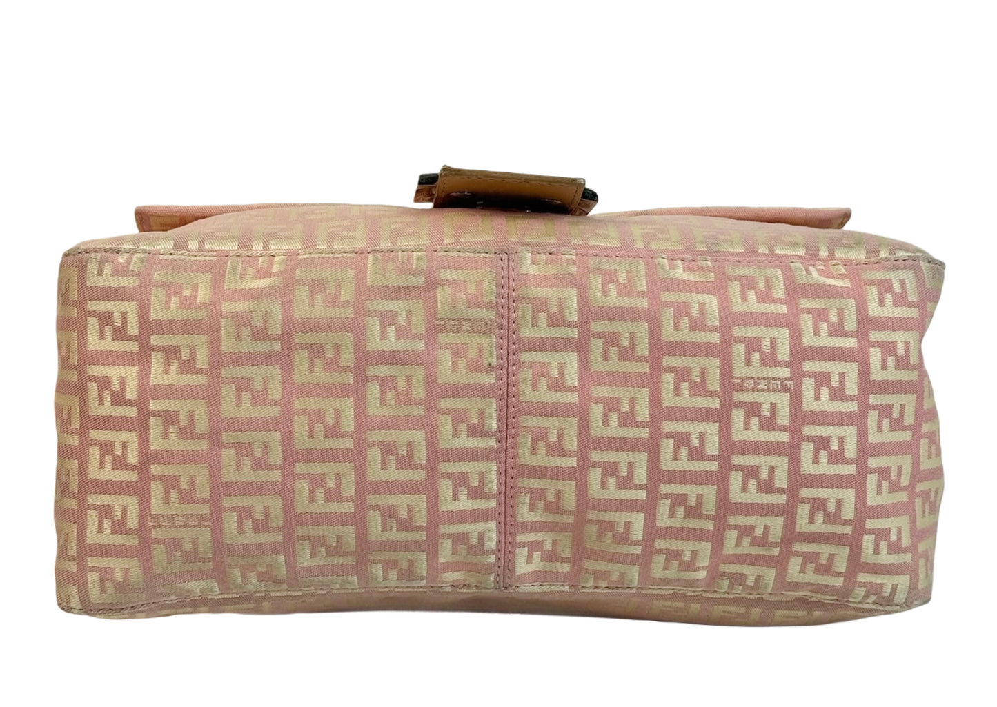 Fendi Vintage Pink & Yellow Zucca Monogram Shoulder Mamma Baguette Bag