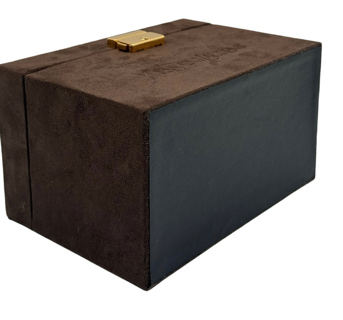 YSL / Yves Saint Laurent Vintage Brown Suede Mini Trunk Vanity Jewelry Case Box