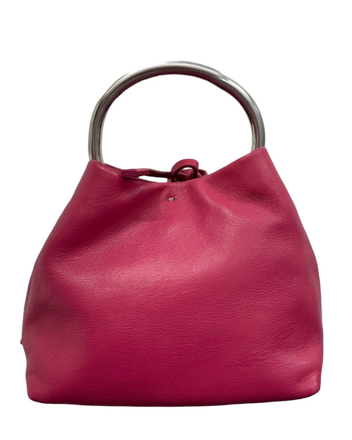 Prada Vintage Hot Fuchsia Pink Lambskin Metal Top Handle Mini Bracelet Bag
