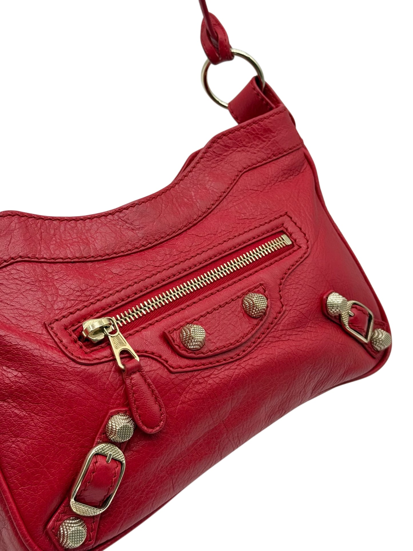 Balenciaga 2013 Red Leather Giant 12 Hip Crossbody Shoulder Bag