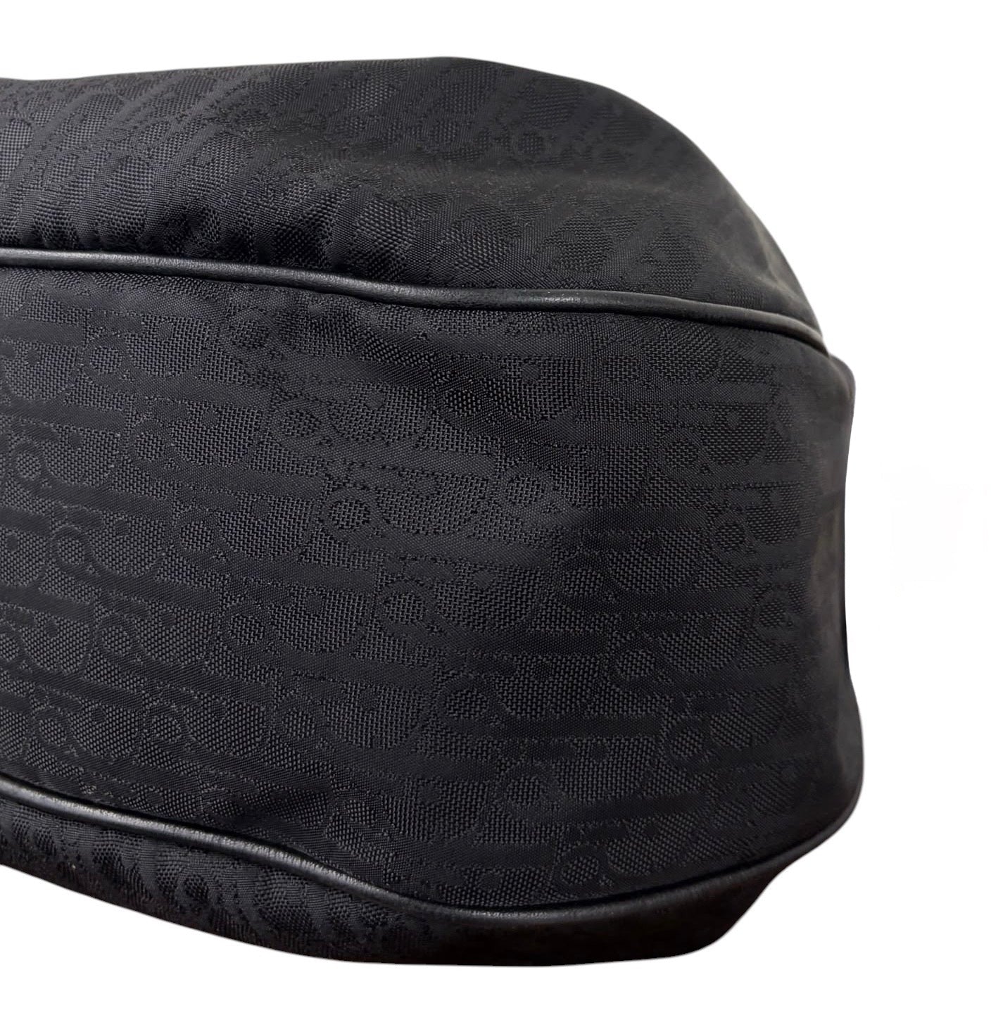 Dior Vintage 2007 Black Nylon Diorissimo Monogram Lovely Charms Hobo Shoulder Bag