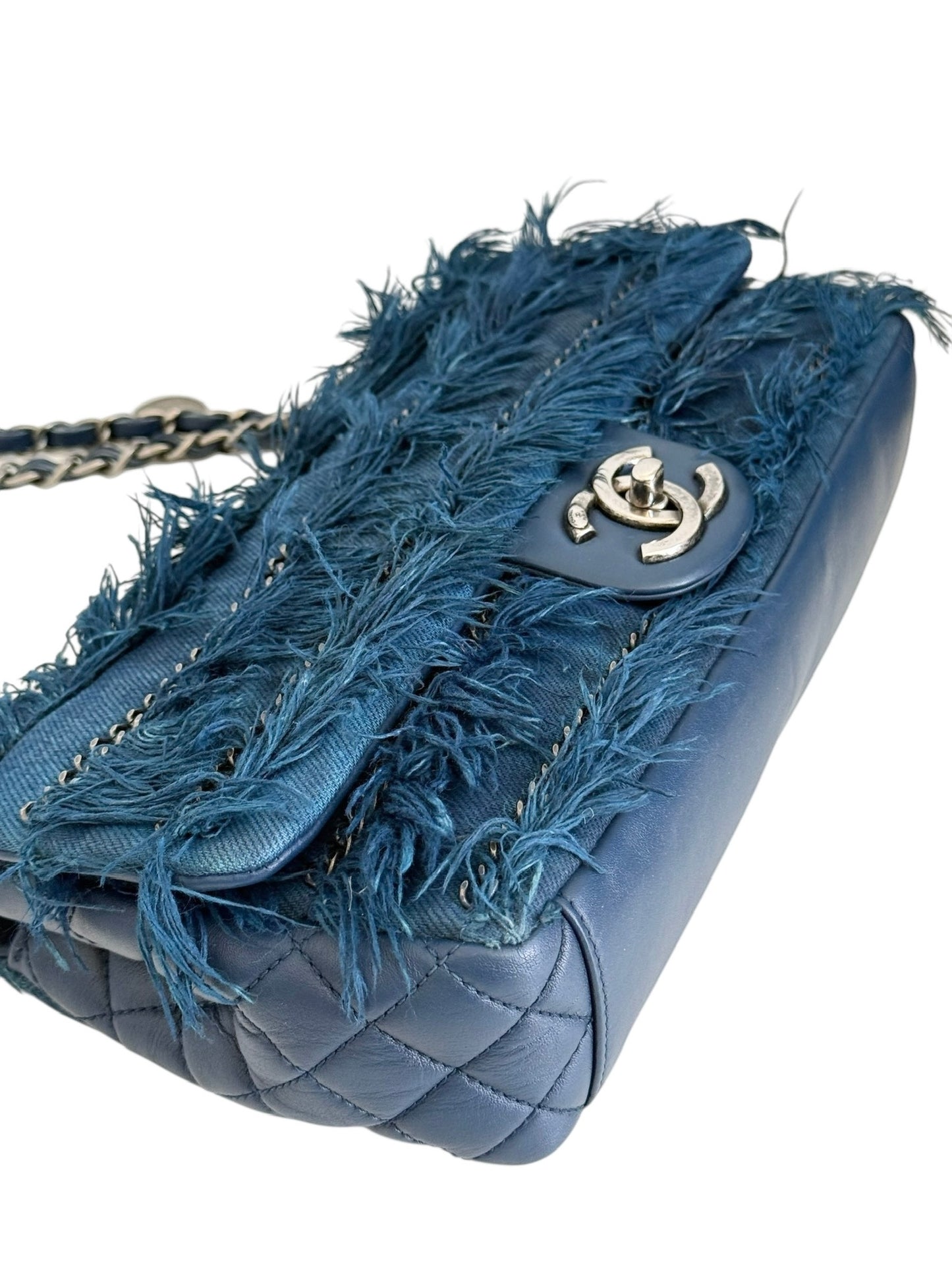 Chanel Vintage 2015 Paris-Dubai Blue Fringe Shoulder Flap Bag