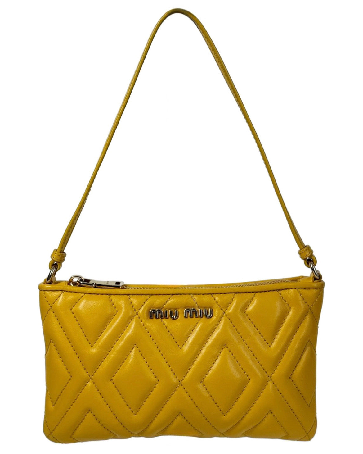 Miu Miu Vintage Yellow Quilted Leather Mini Pochette Bag