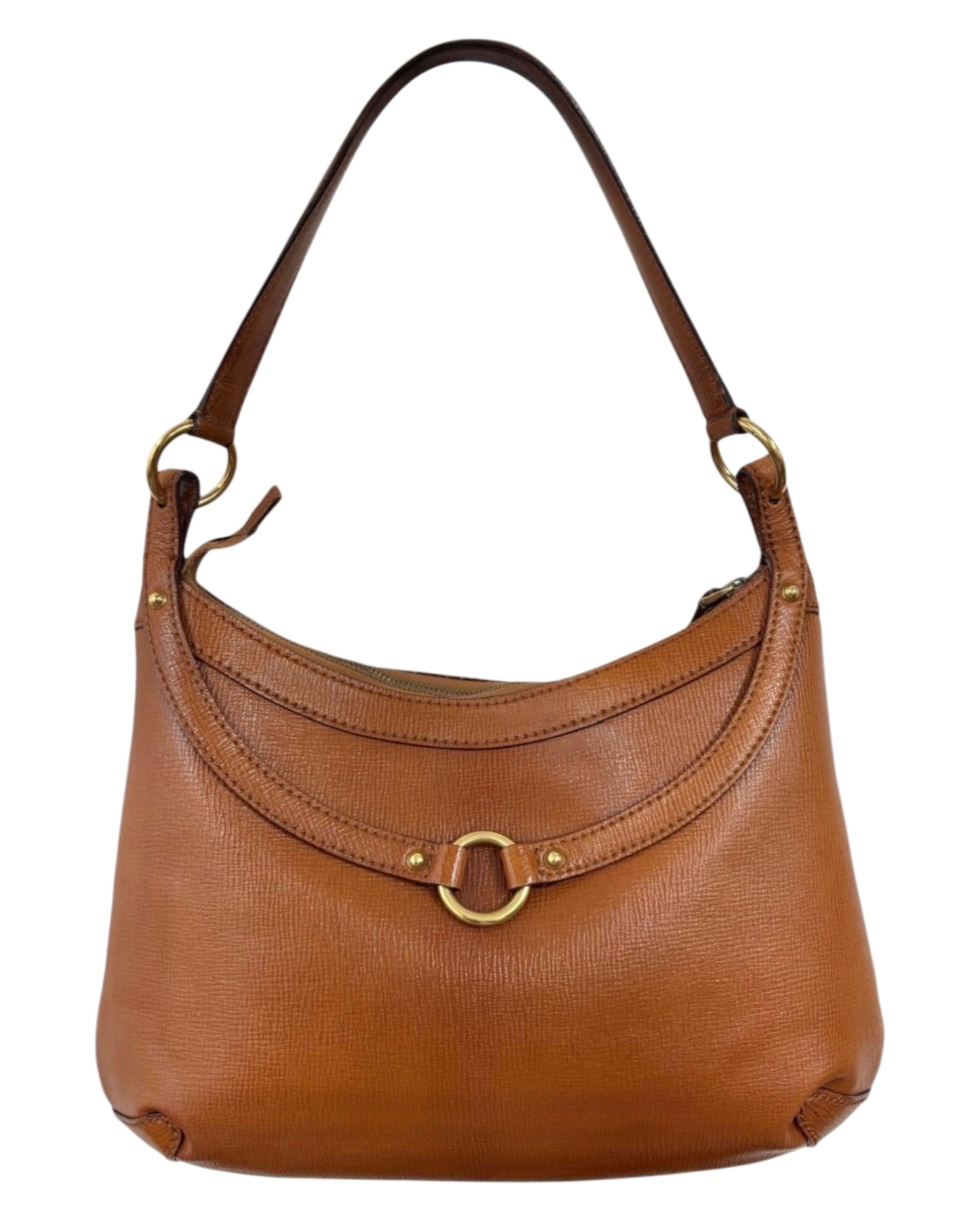 Gucci Vintage Cognac Brown Leather Horsebit Hobo Shoulder Bag