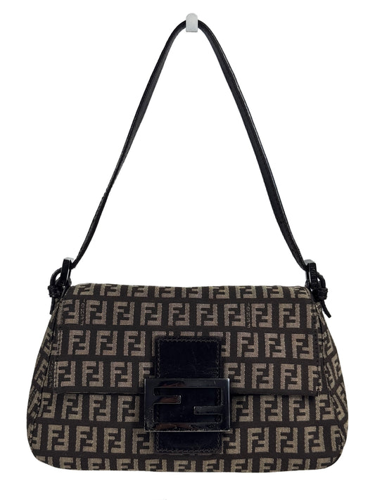 Fendi Vintage Dark Brown Zucca Zucchino Monogram Mini Mama Baguette Bag