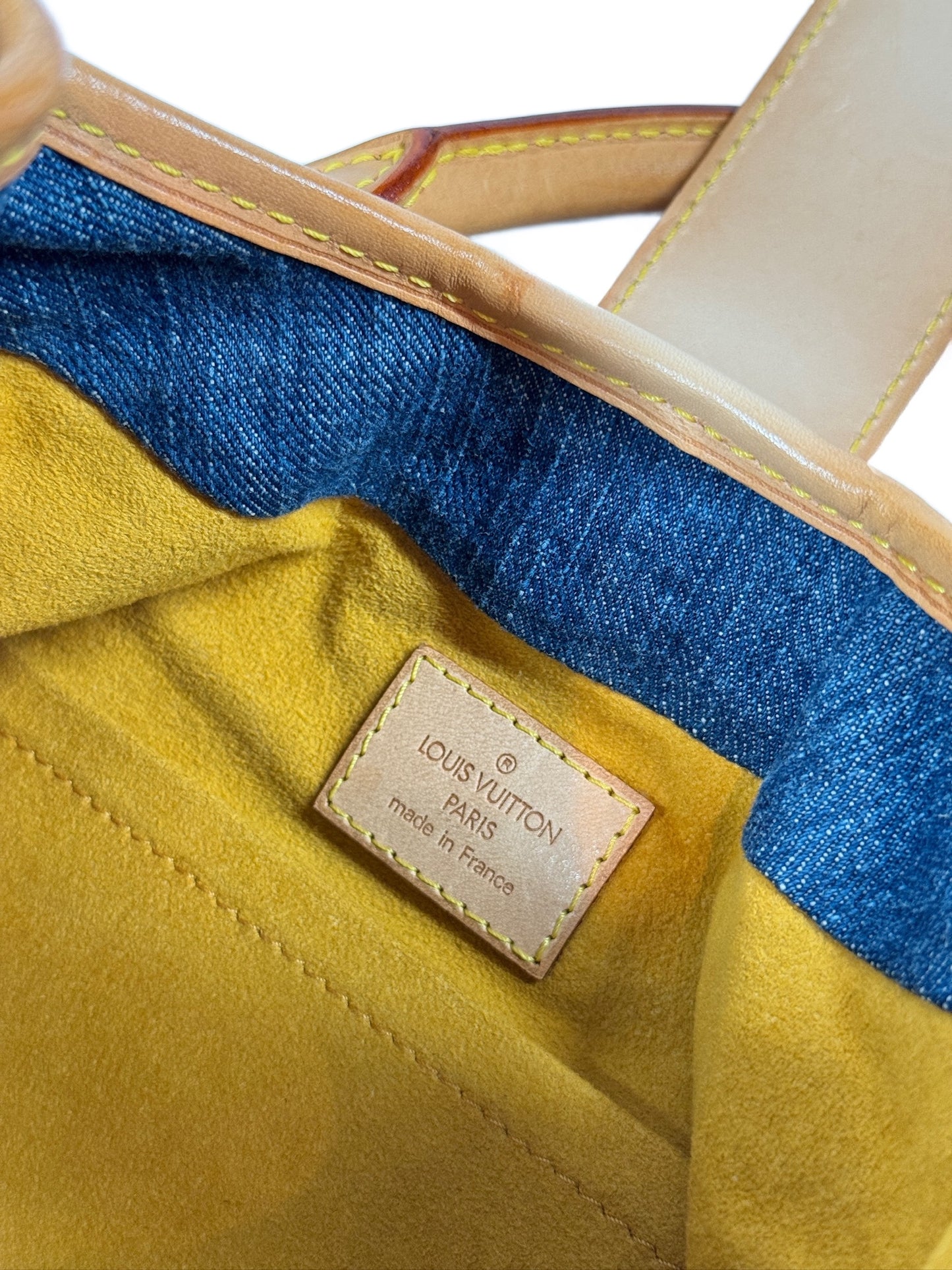 Louis Vuitton Vintage 2005 Blue Denim Monogram Mini Pleaty Top Handle Bag