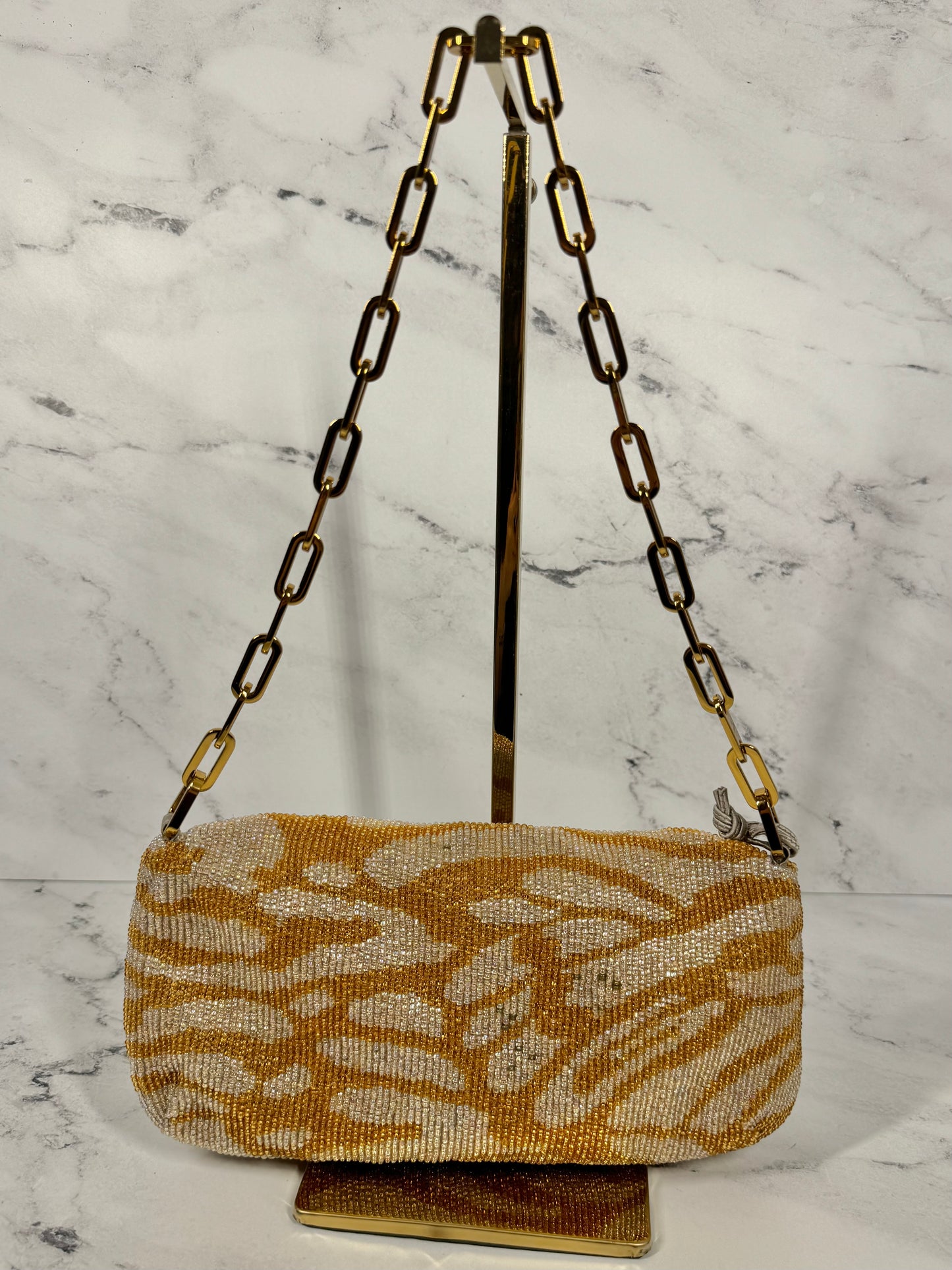 Gucci Vintage Early 00s by Tom Ford Orange Beaded Chain Evening Shoulder Bag