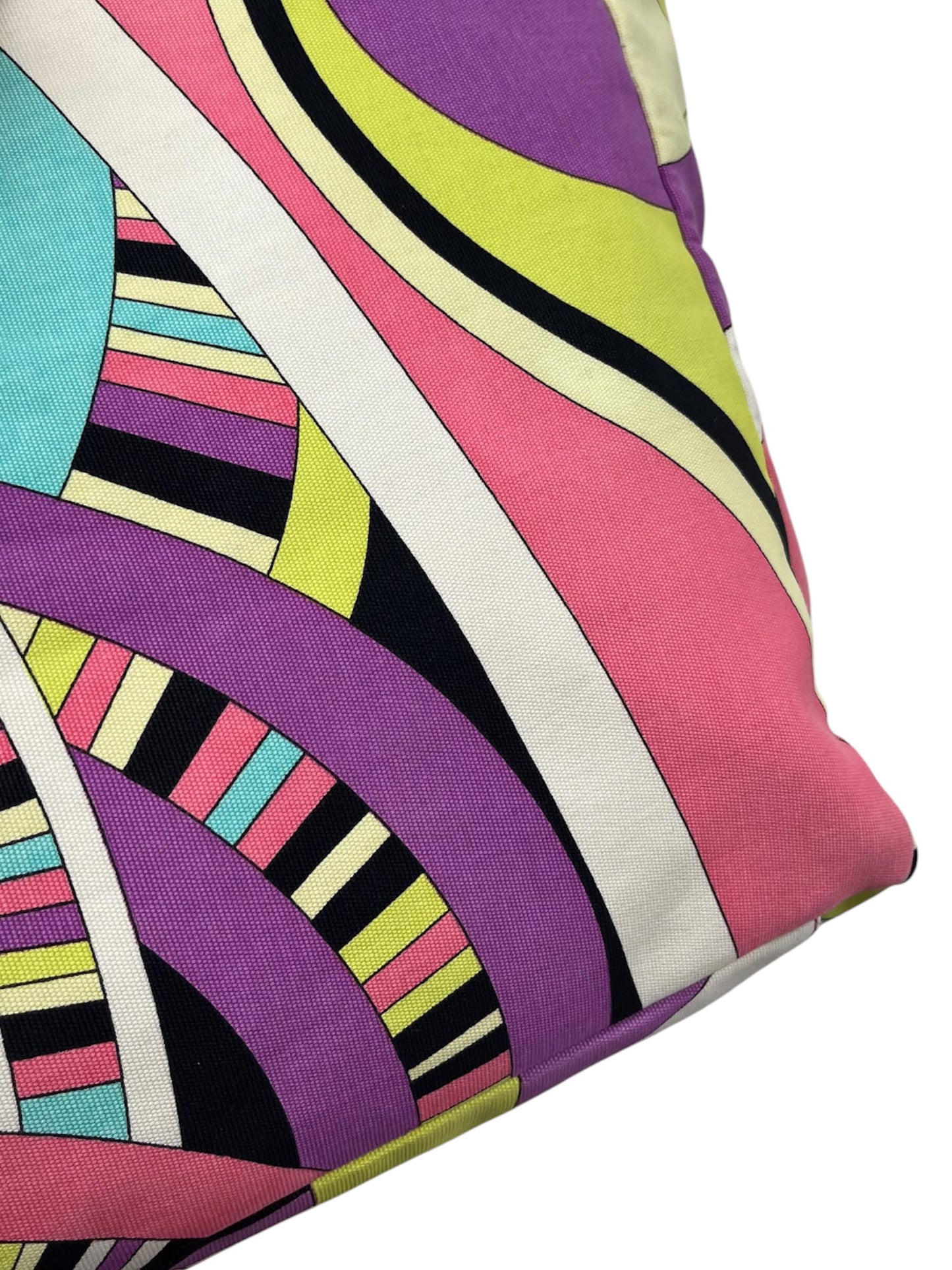 Emilio Pucci Vintage Pink Purple Green Canvas Large Shoulder Tote Bag