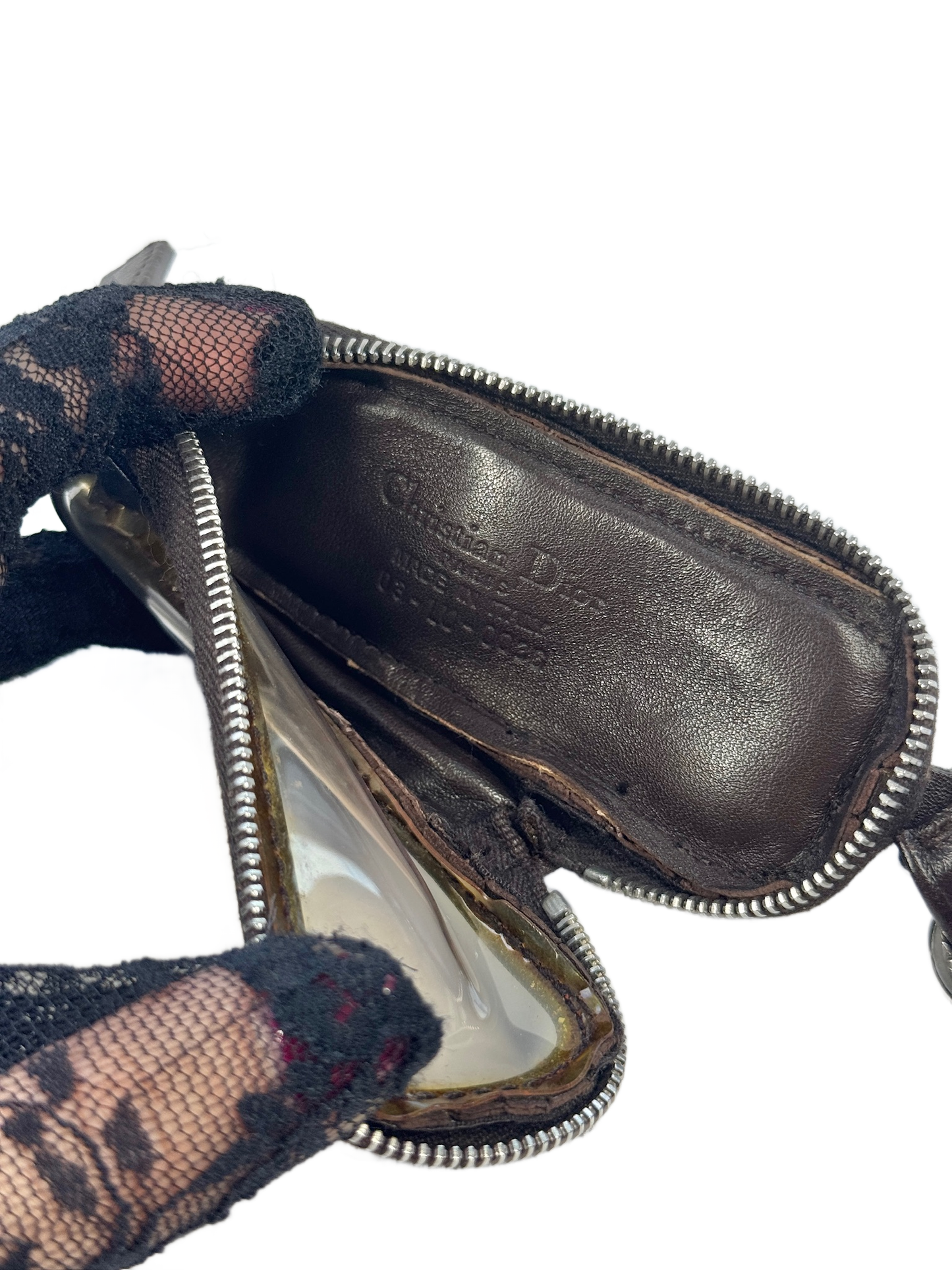 Dior Vintage 2006 Brown Diorissimo Monogram Canvas Leather Romantique Bow Lipstick Key Holder & Bag Charm