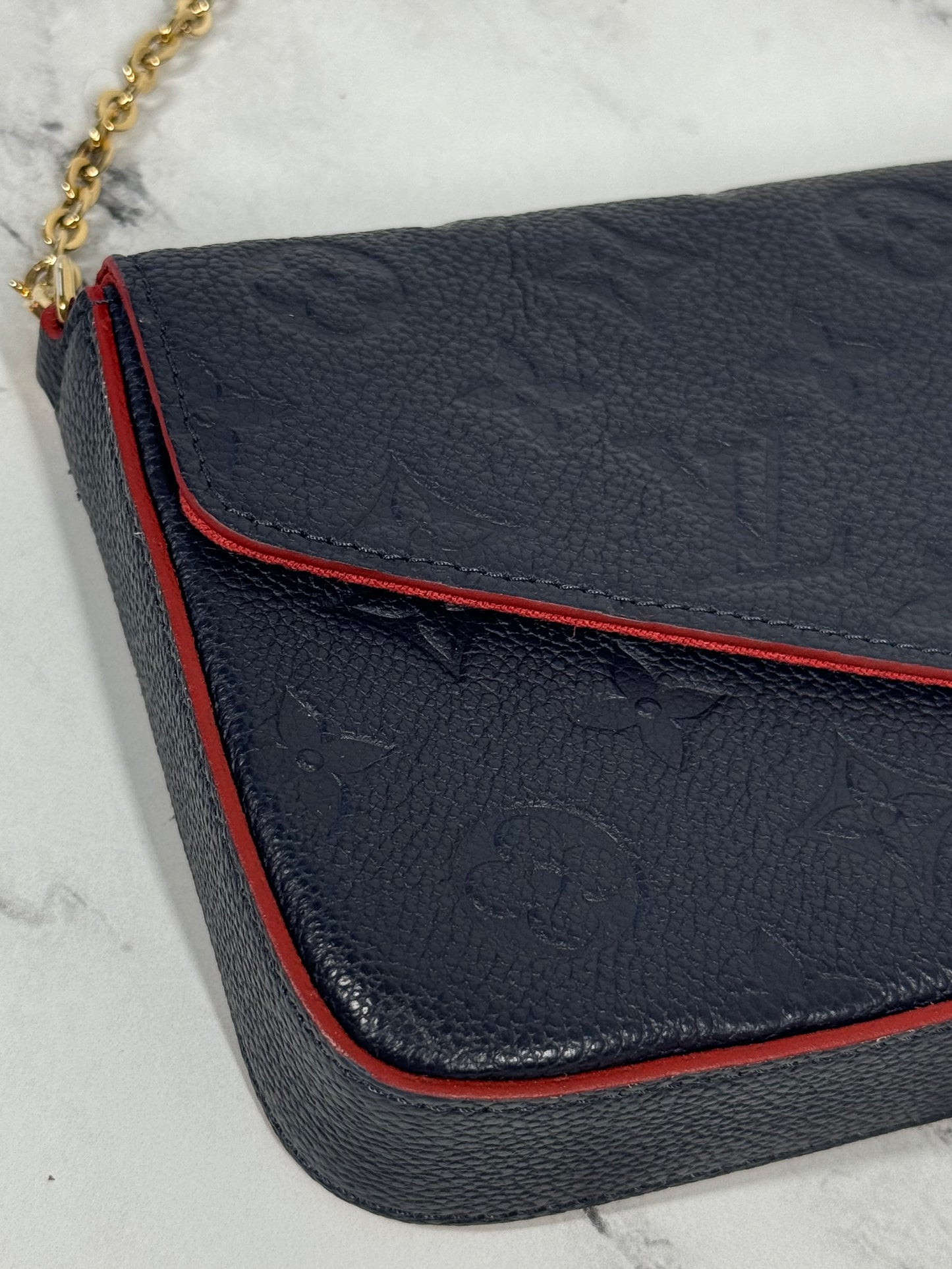 Louis Vuitton Marine Rouge Monogram Empreinte Leather Félicie Pochette