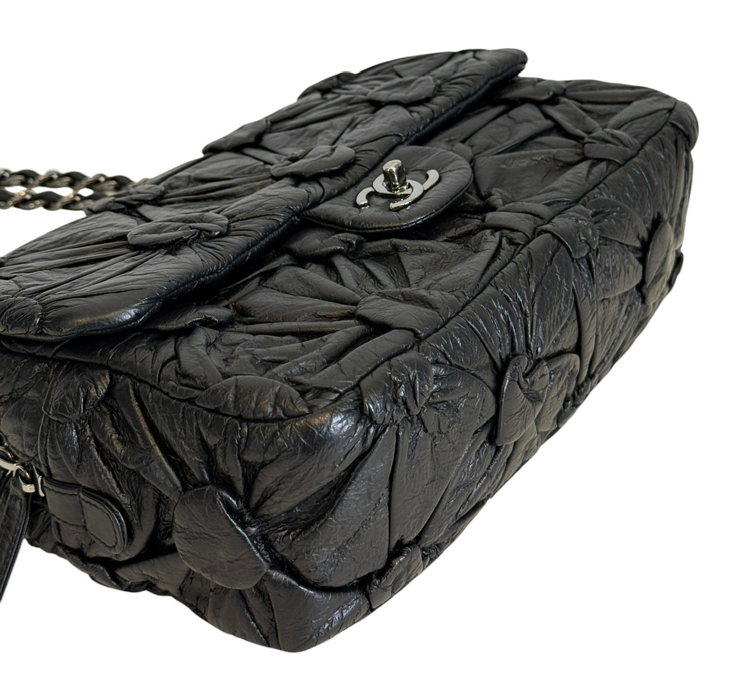 Chanel F/W 2015 Black Lemaire Puffed Draped Lambskin Large Classic Flap Bag