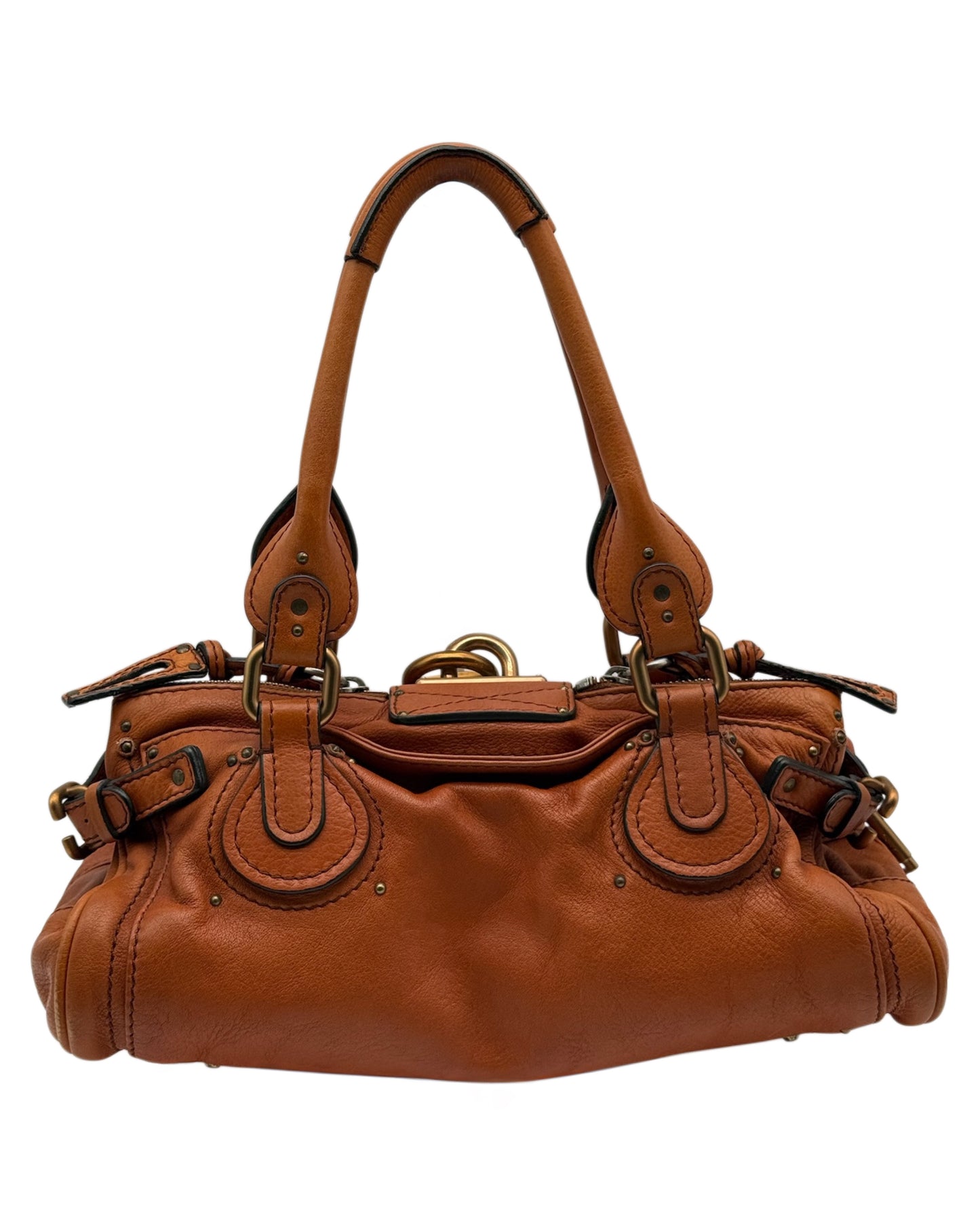 Chloé Vintage Orange Calfskin Medium Paddington Shoulder Bag
