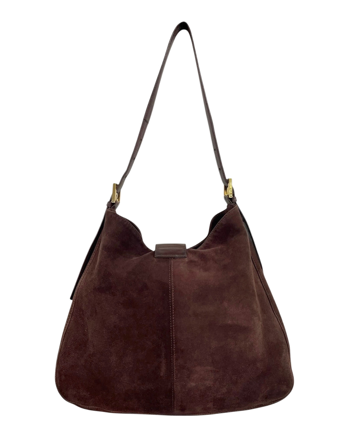 Fendi Vintage 90s Brown Suede Large Hobo Shoulder Crossbody Messenger Bag