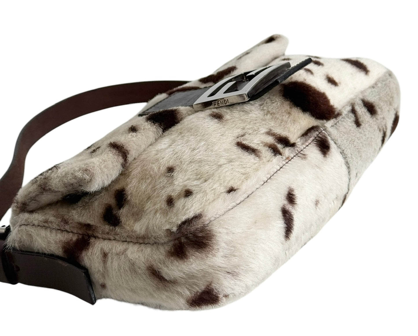 Fendi Vintage Spotted Dalmation Shoulder Baguette Bag