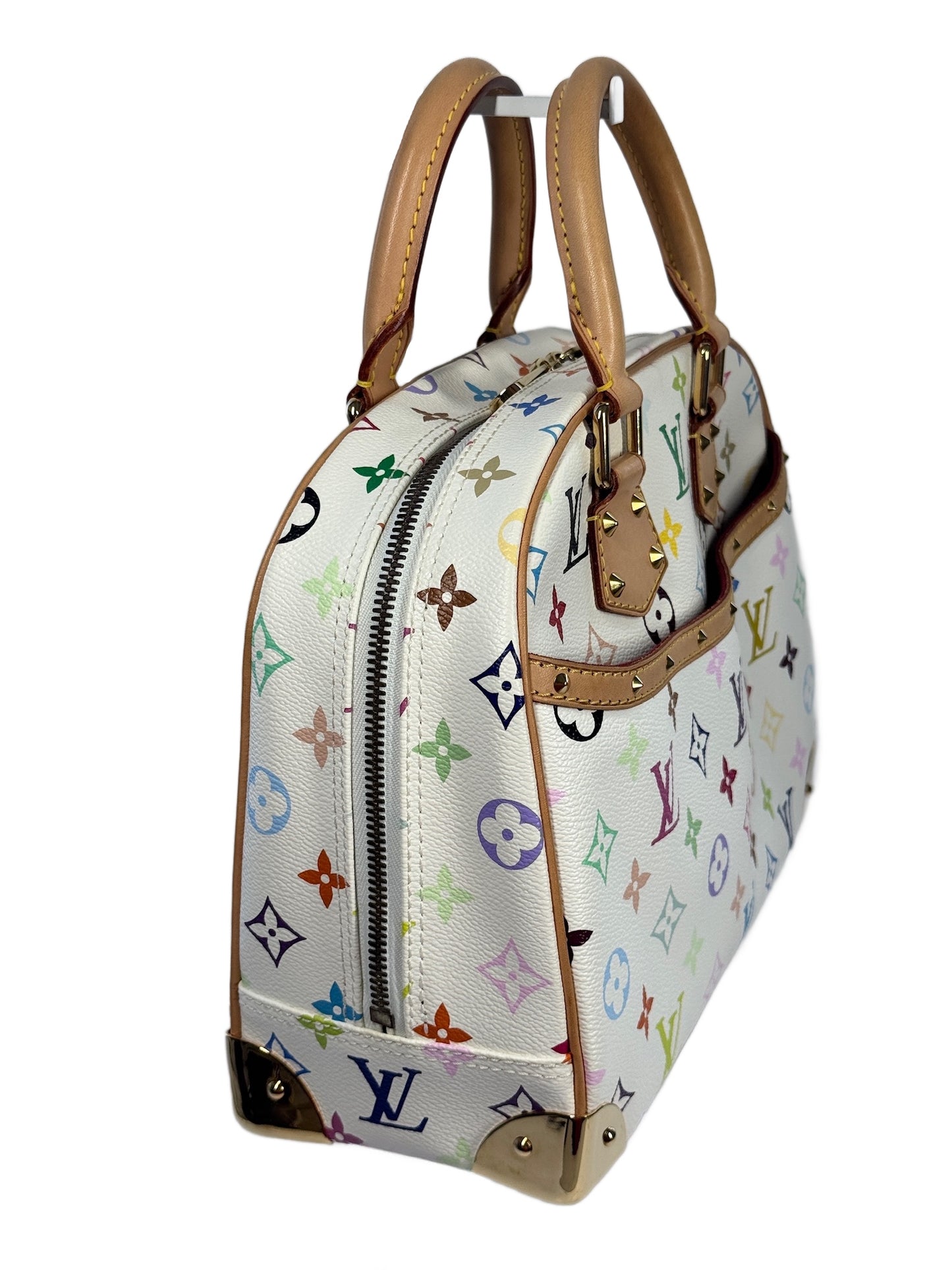 Louis Vuitton Vintage 2005 Takashi Murakami Blanc / White Multicolor Monogram Trouville Top Handle Bag