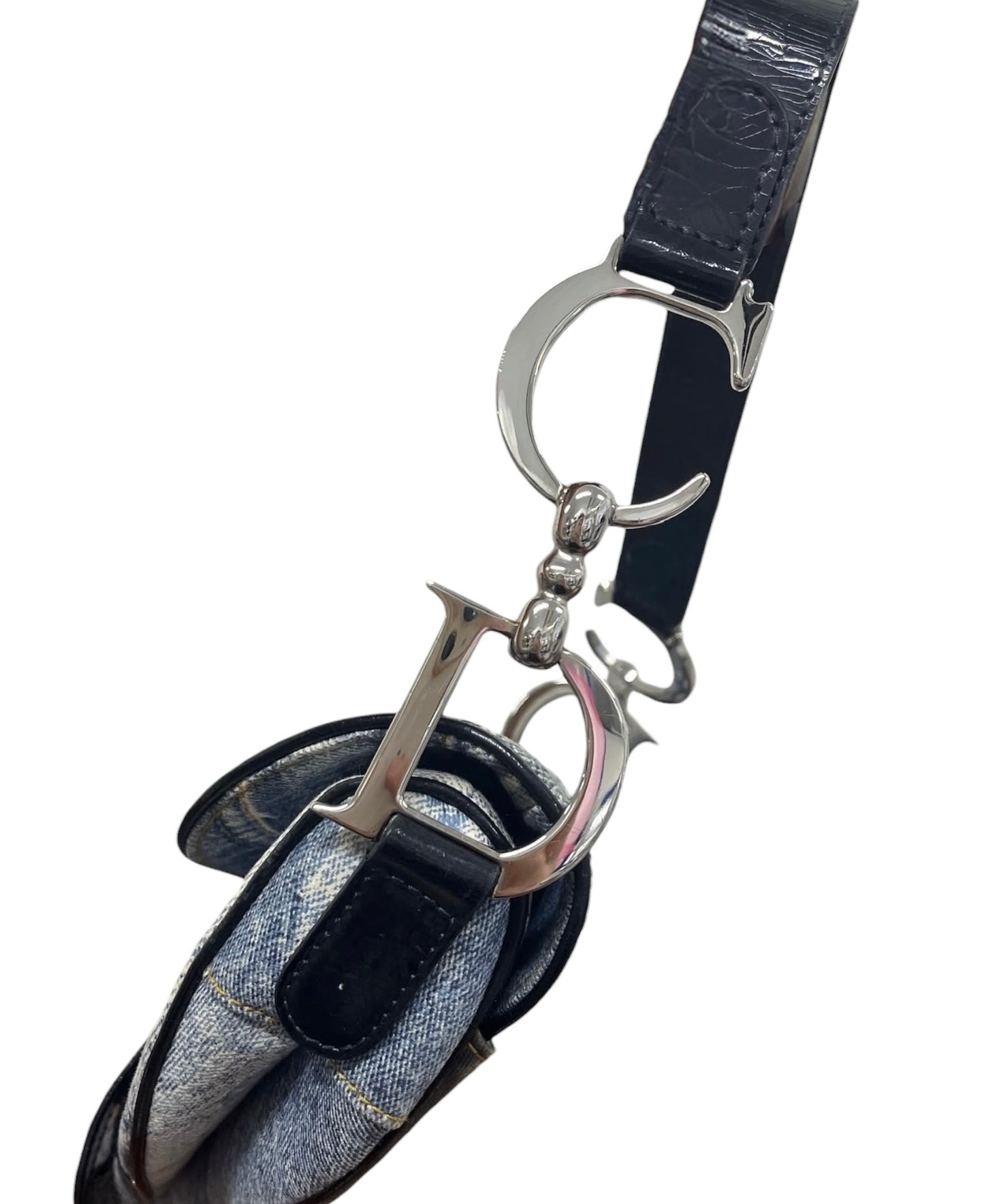 Dior Vintage 2001 Blue Denim Speedway Medium Saddle Bag