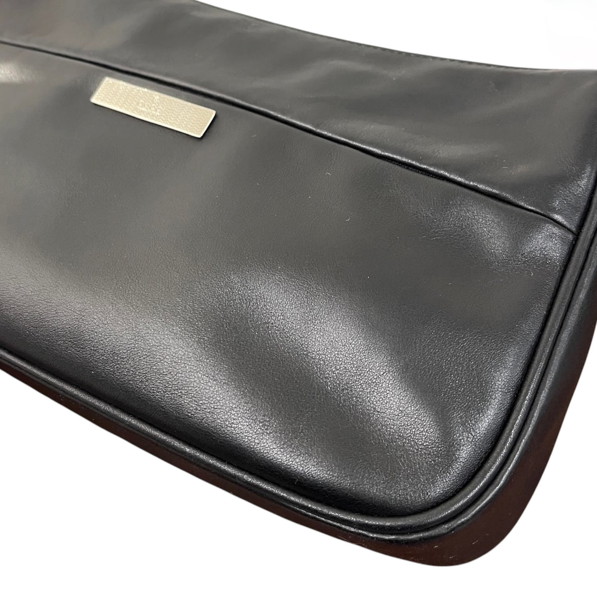 Gucci Vintage Black Lambskin Bamboo Handle Small Shoulder Bag