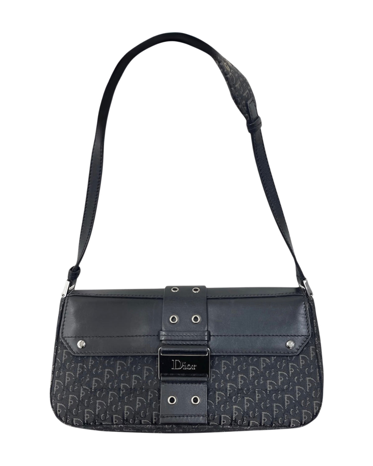 Dior Vintage 2003 Black Diorissimo Monogram Small Street Chic Columbus Shoulder Pochette Bag