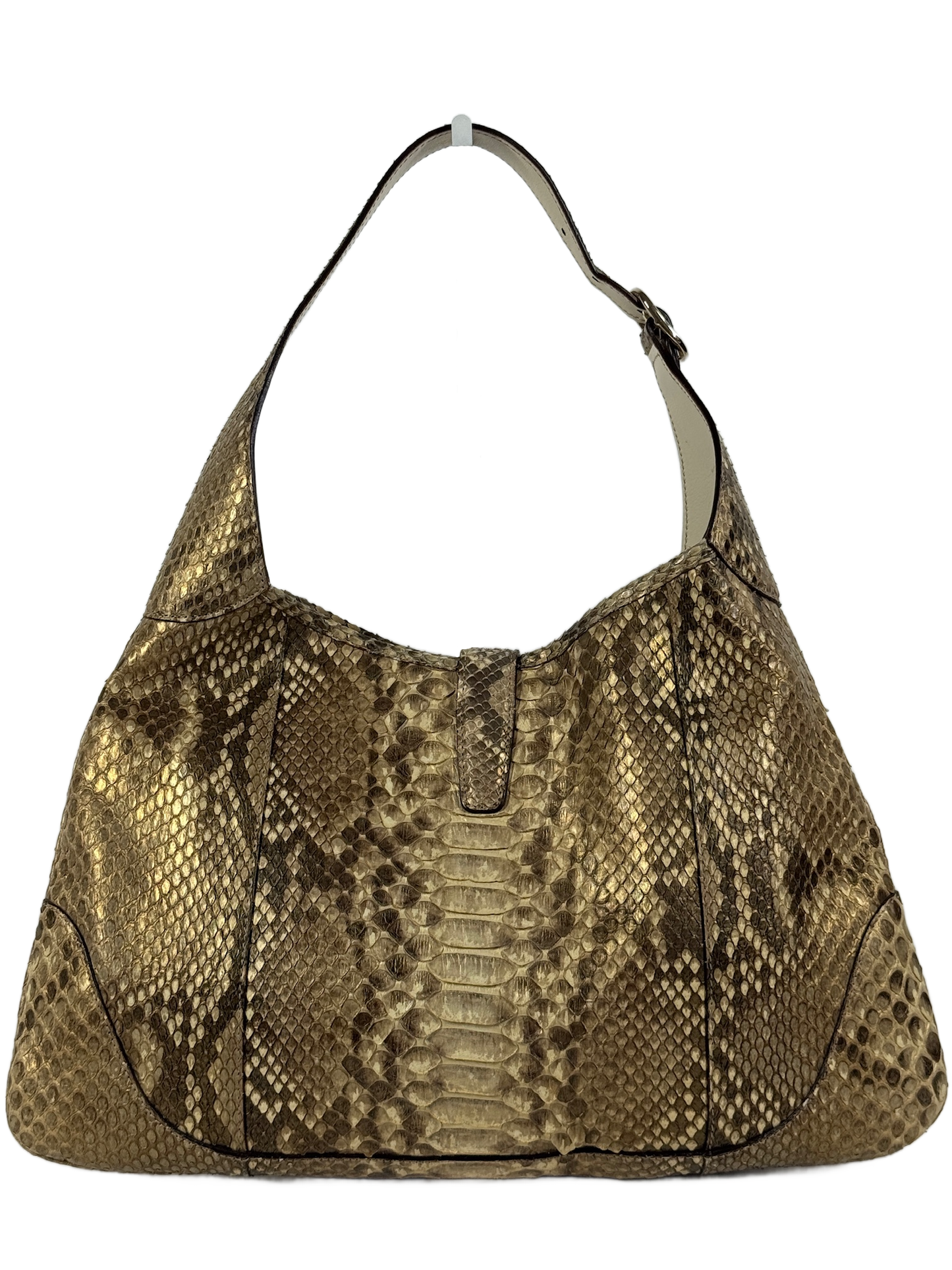 Gucci Vintage Beige Python Snakeskin Leather Large Jackie Hobo Shoulder Bag