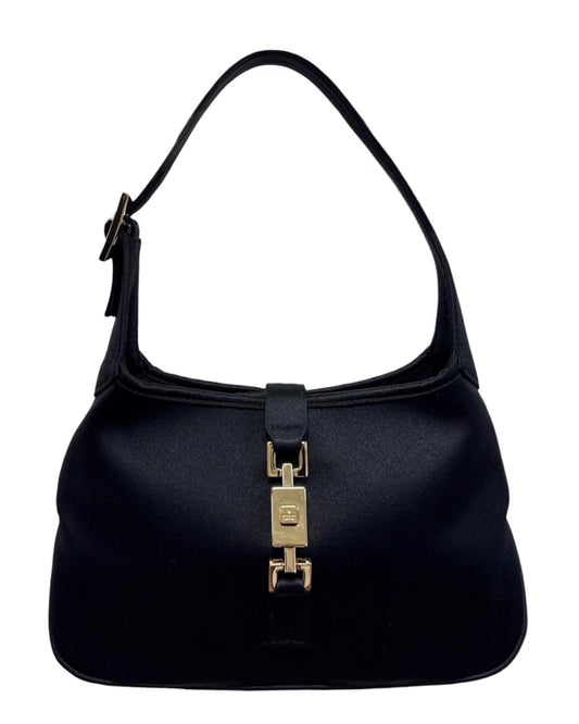 Gucci Vintage Black Satin Mini Jackie Evening Bag 