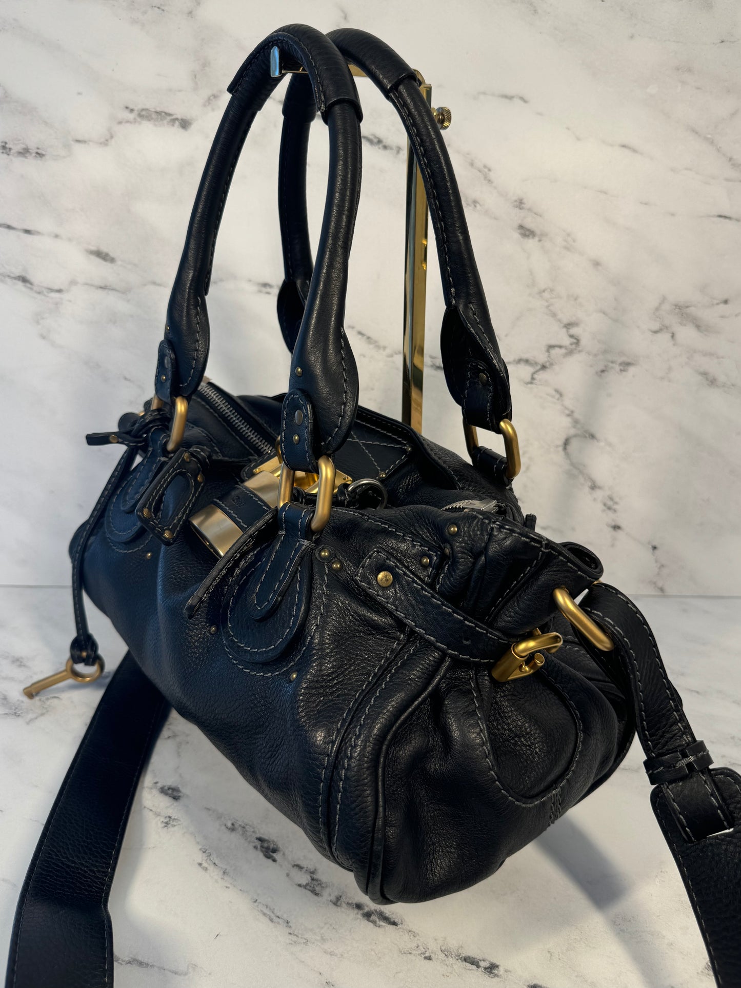 Chloé Vintage Black Leather Paddington Shoulder & Crossbody Bag