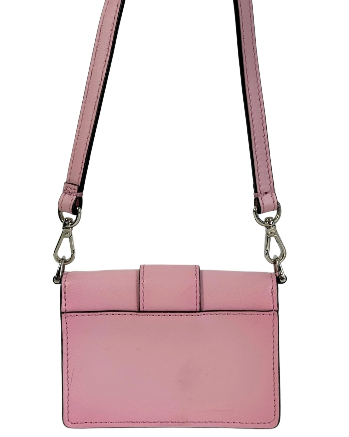 Fendi 2022 Pink Micro Baguette Card Holder Shoulder / Crossbody Bag