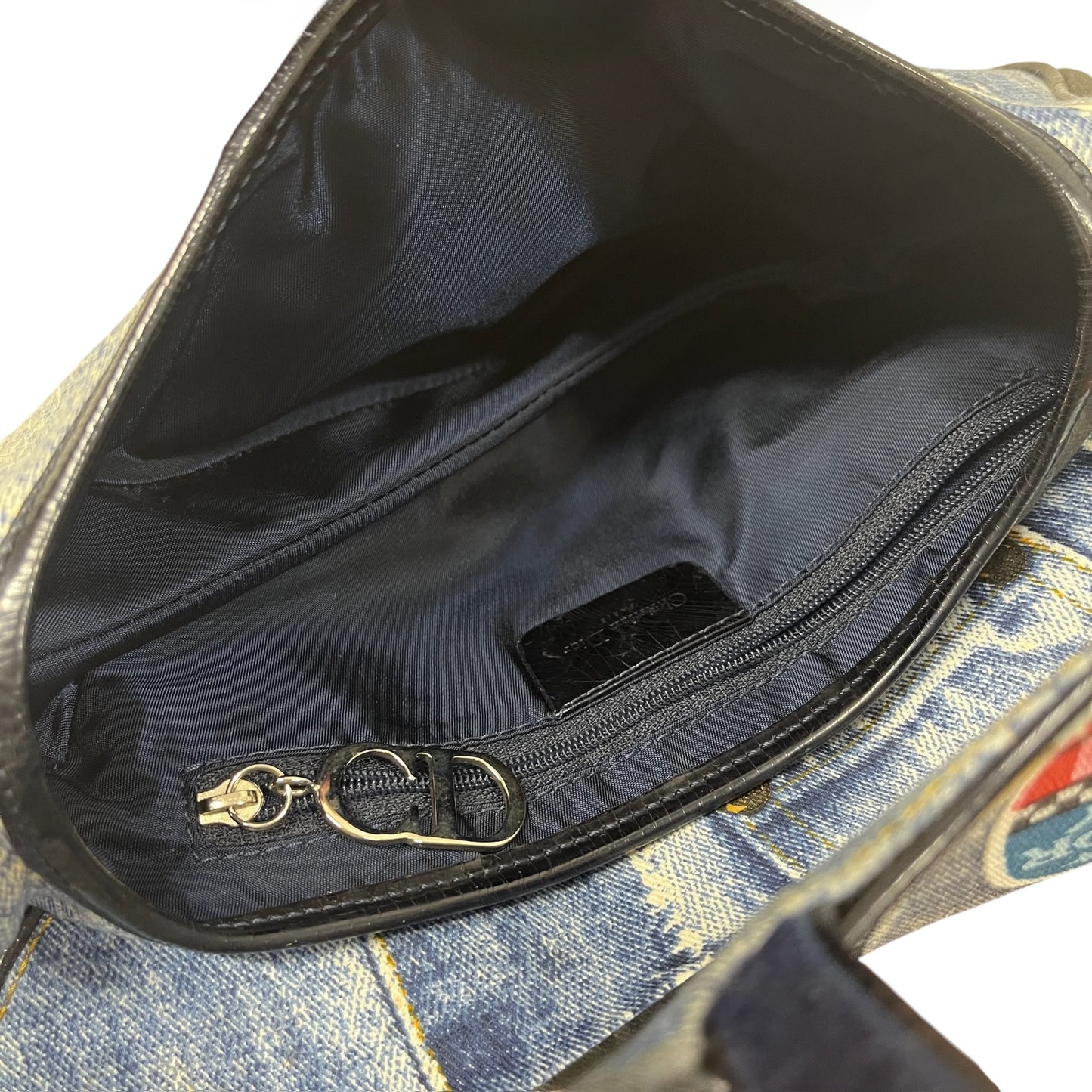Dior Vintage 2001 Blue Denim Speedway Medium Saddle Bag