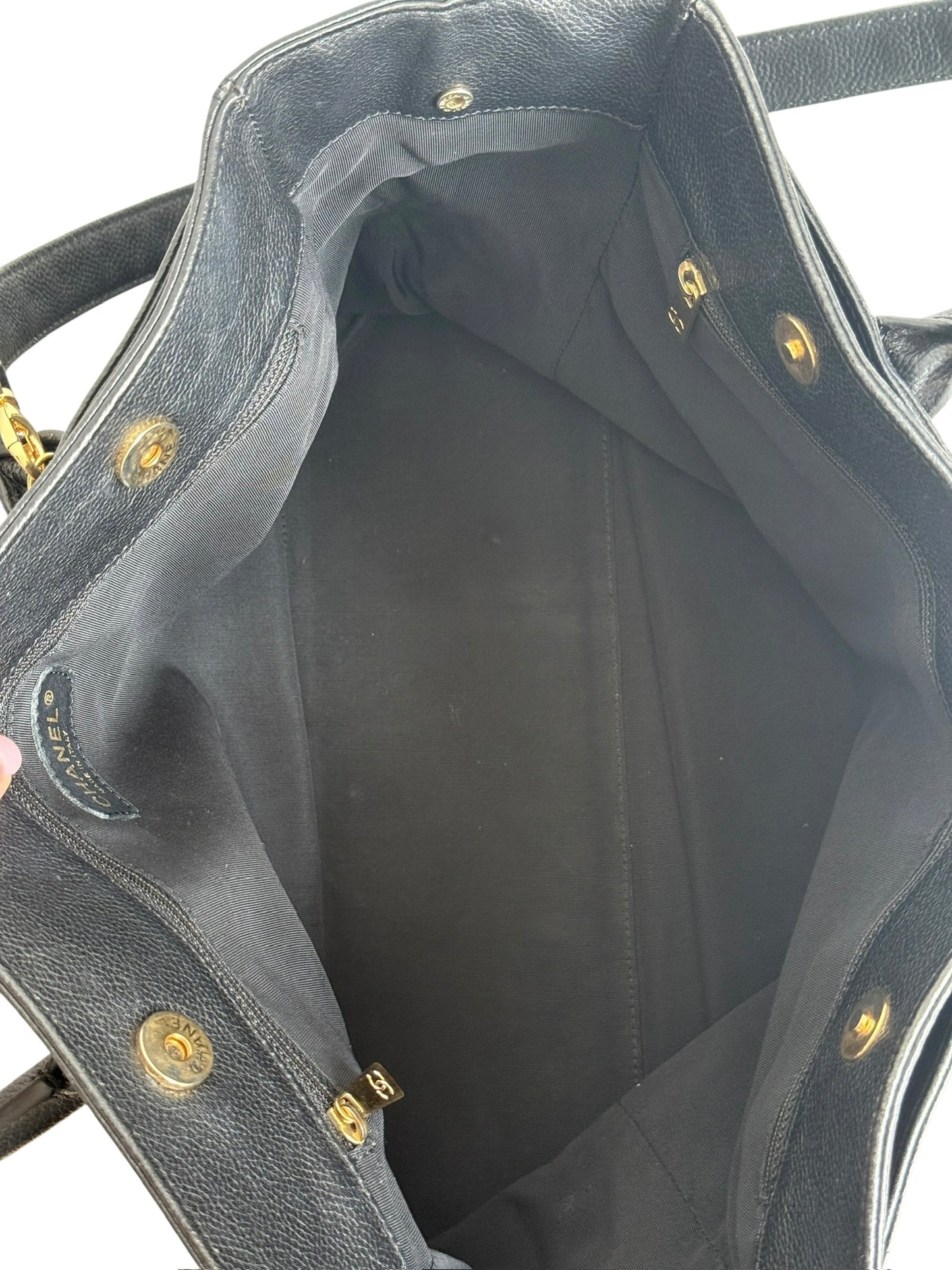 Chanel Vintage 00s Black Deerskin Two-Way Medium Cerf Executive Tote Bag With 24K Gold Plated Hardware