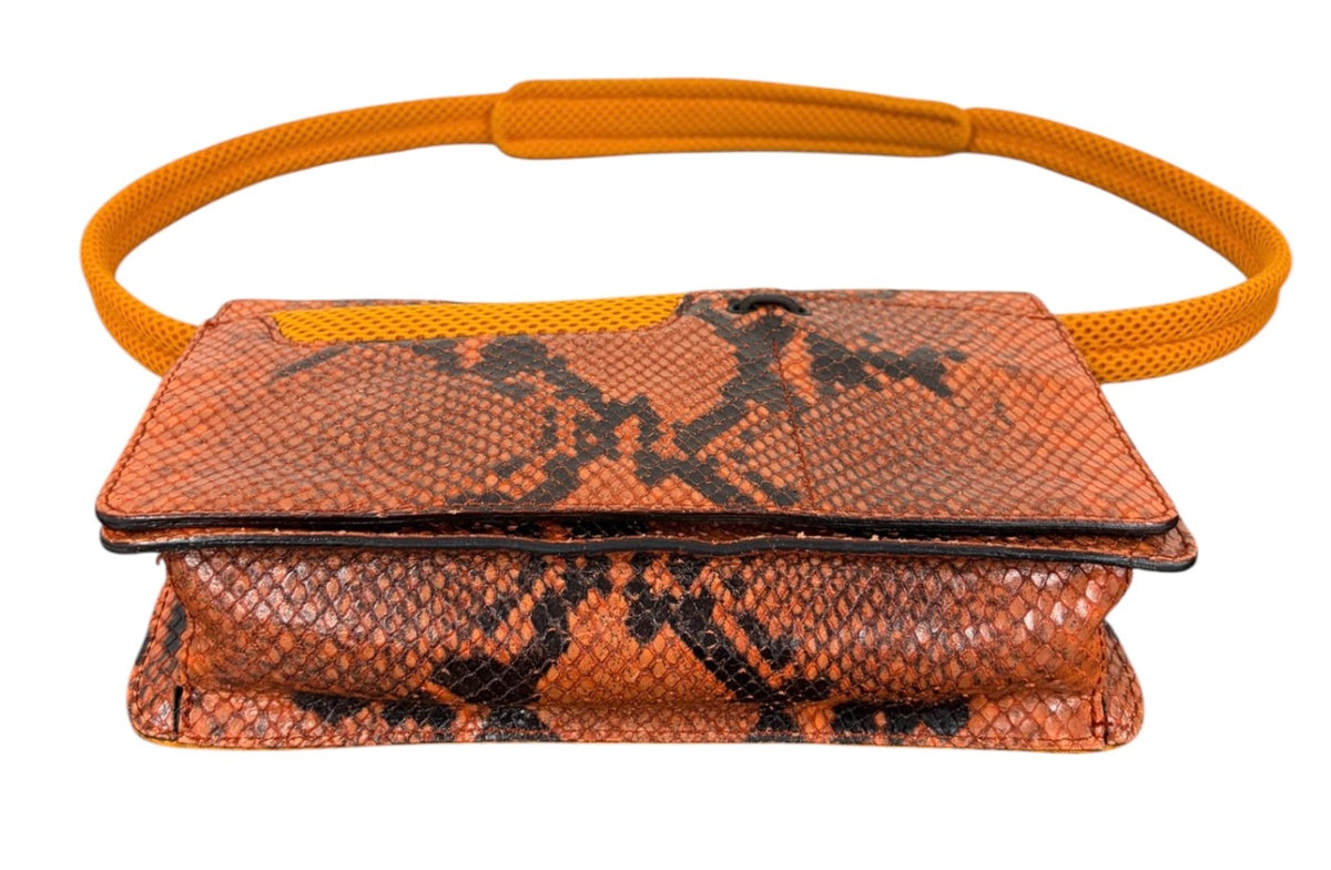 Miu Miu Vintage 1999 Orange Python Mesh Small Shoulder Pochette Bag