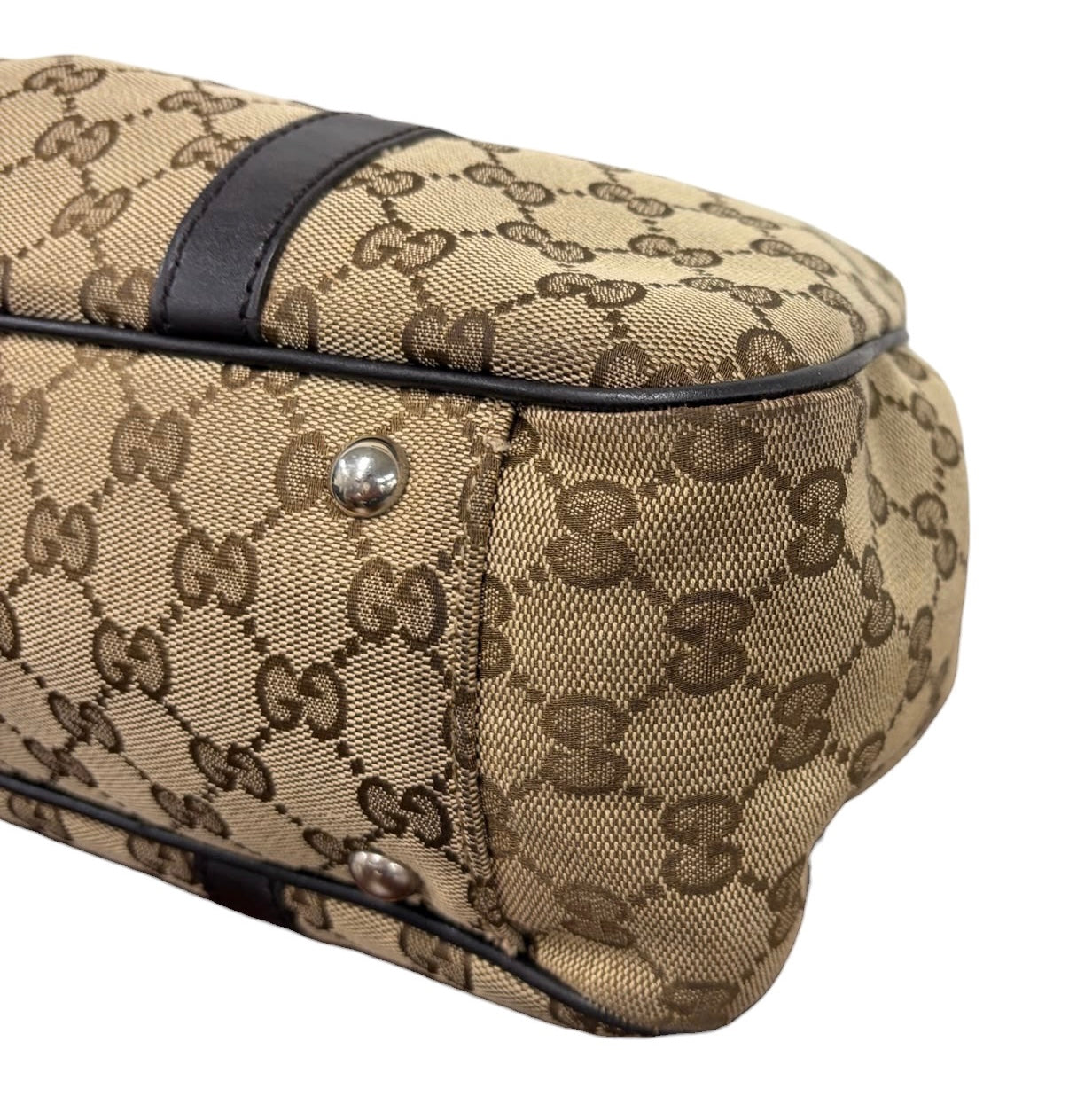 Gucci Vintage Brown GG Monogram Mixed Metal Interlocking GG Twins Shoulder Tote Bag