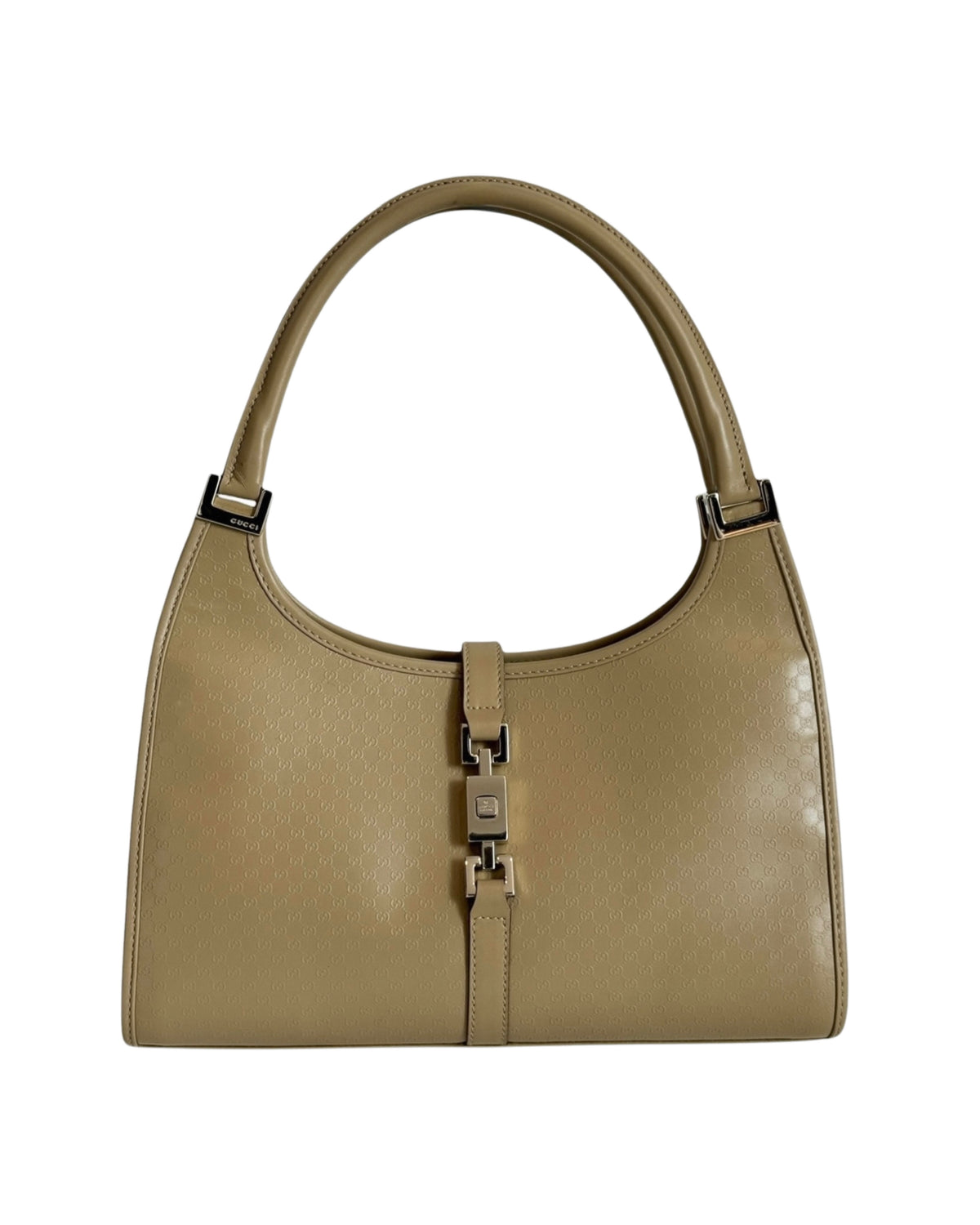 Gucci Vintage Beige GG Microguccissima Monogram Coated Leather Small Jackie Shoulder Bag