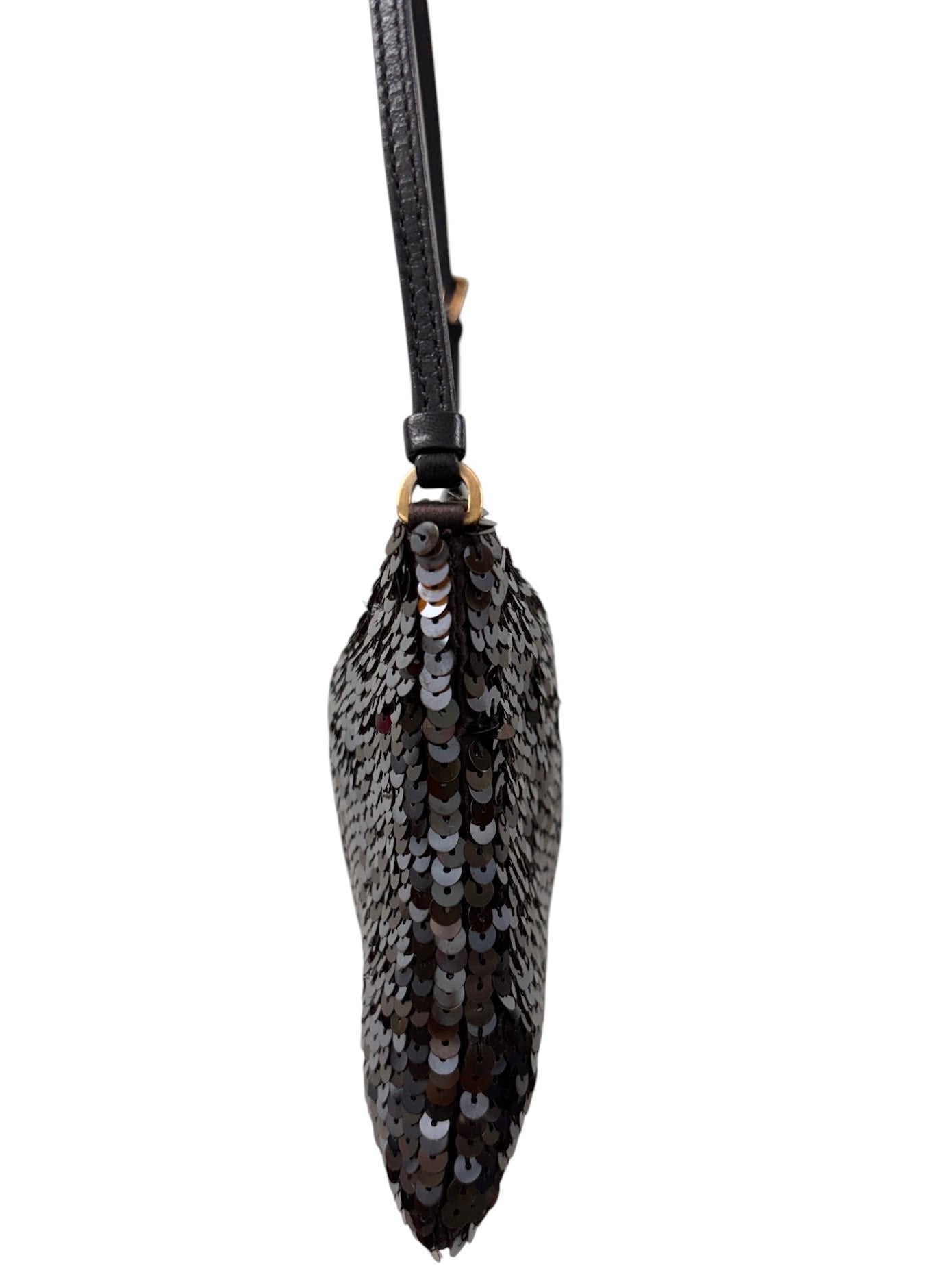 Prada Vintage Metallic Brown Sequin Small Shoulder Evening Pochette Bag