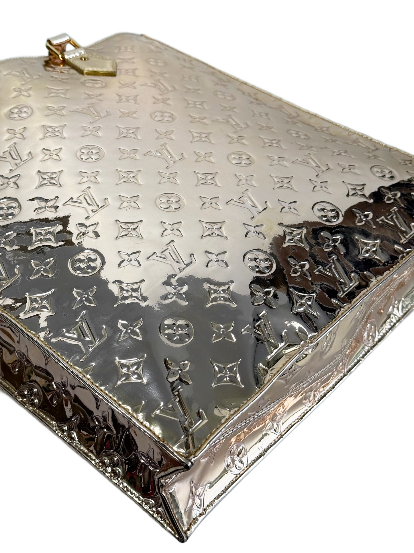 Louis Vuitton Vintage Gold Miroir Monogram Sac Plat Top Handle Tote Bag