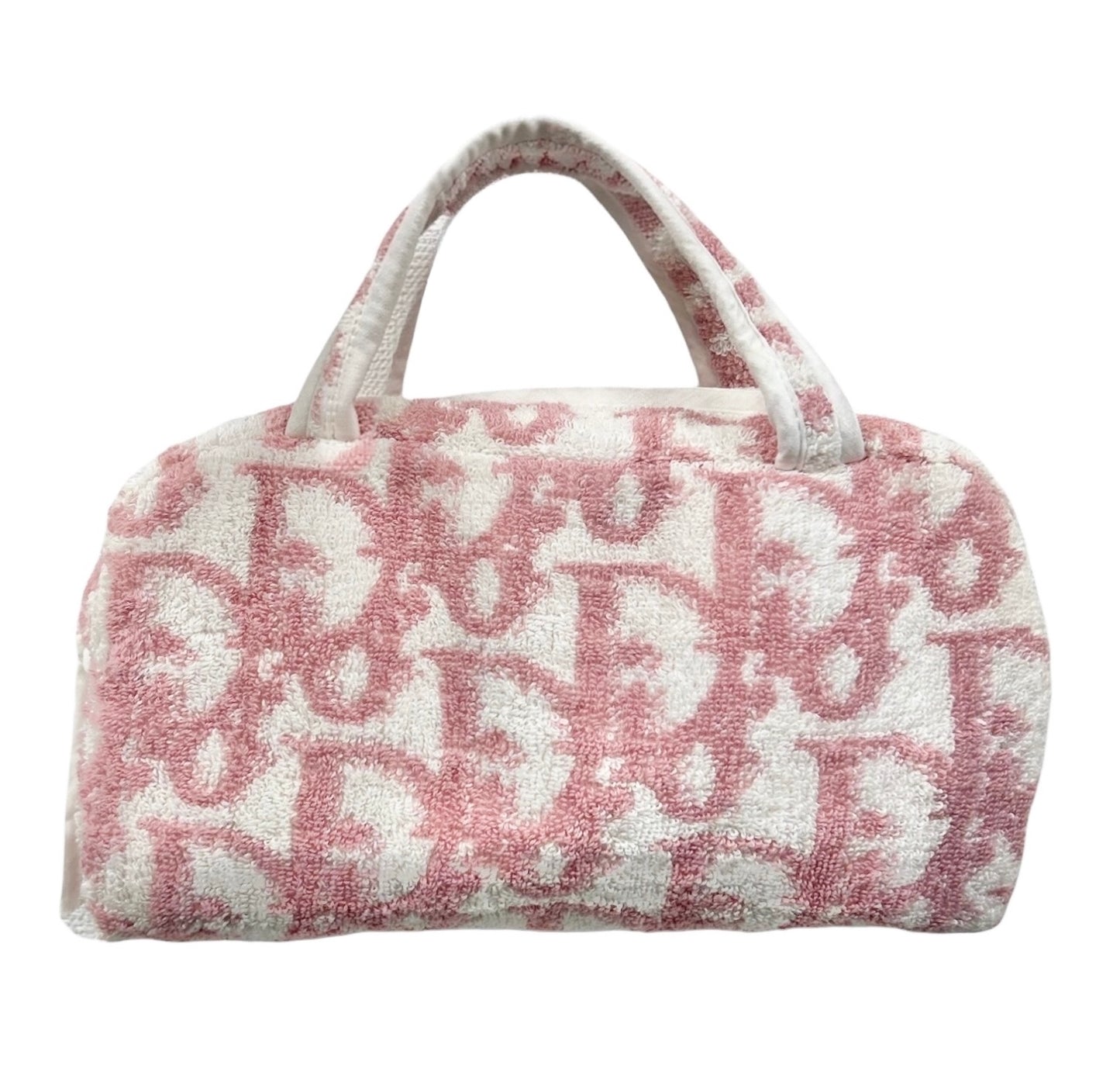 Dior Vintage Pink Monogram Diorissimo Terrycloth Cosmetic Mini Top Handle Bag