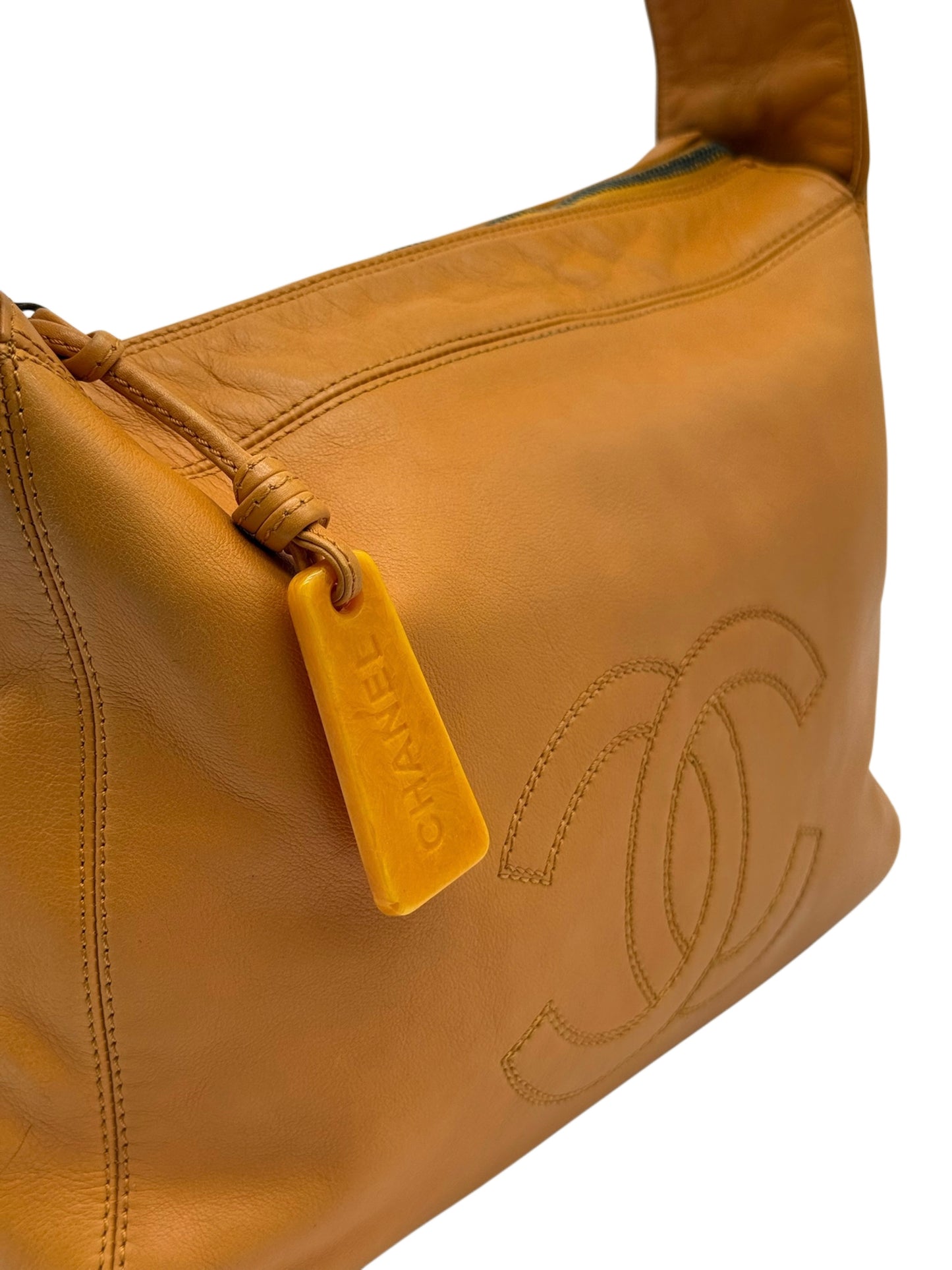 Chanel Vintage 1998 Orange Lambskin CC Logo Small Shoulder Messenger Bag