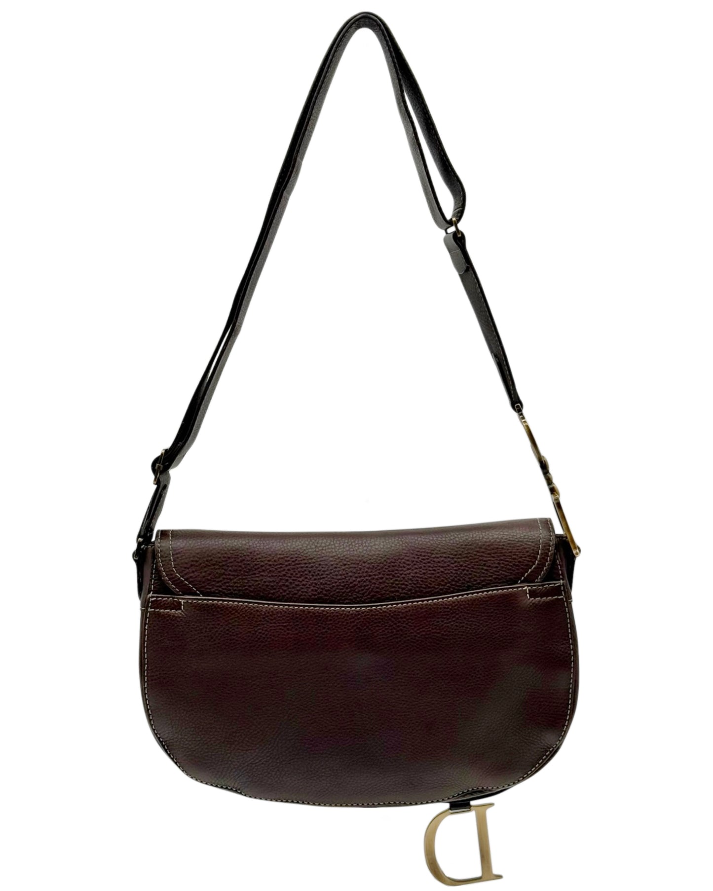 Dior Vintage 2002 Brown Leather Messenger Saddle Bag