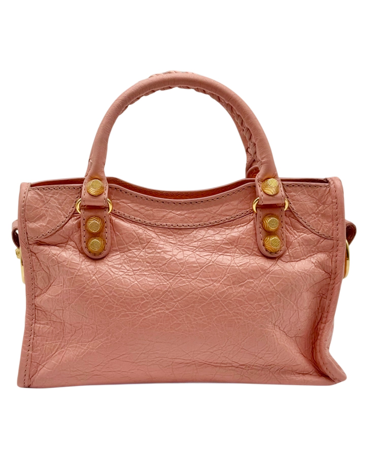 Balenciaga Vintage Baby Pink Rose Peche Agneau Leather Giant 12 Mini City Bag