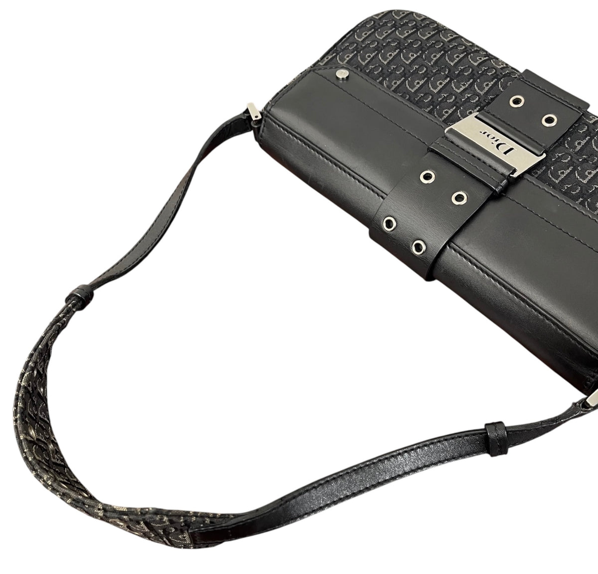 Dior Vintage 2003 Black Diorissimo Monogram Small Street Chic Columbus Shoulder Pochette Bag