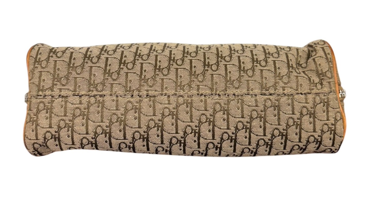 Dior Vintage 2003 Brown Trotter Monogram Canvas Top Handle Cosmetic Toiletry Bag