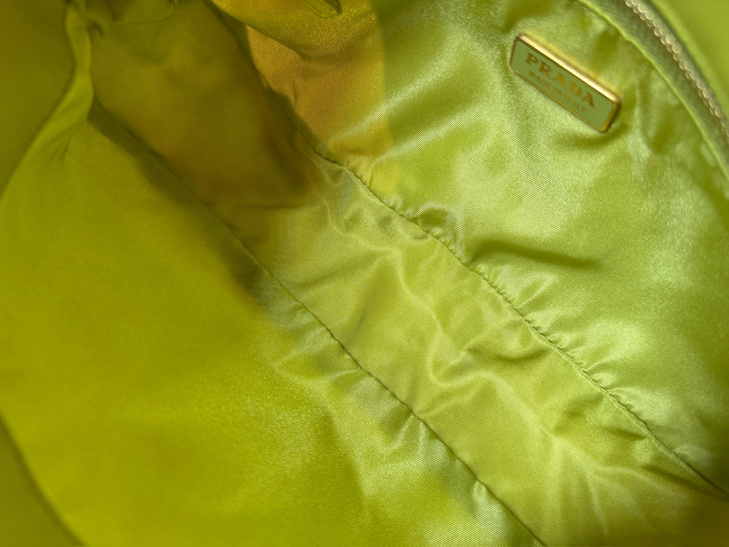 Prada Vintage Lime Green Tessuto Nylon Cleo Ring Shoulder Bag